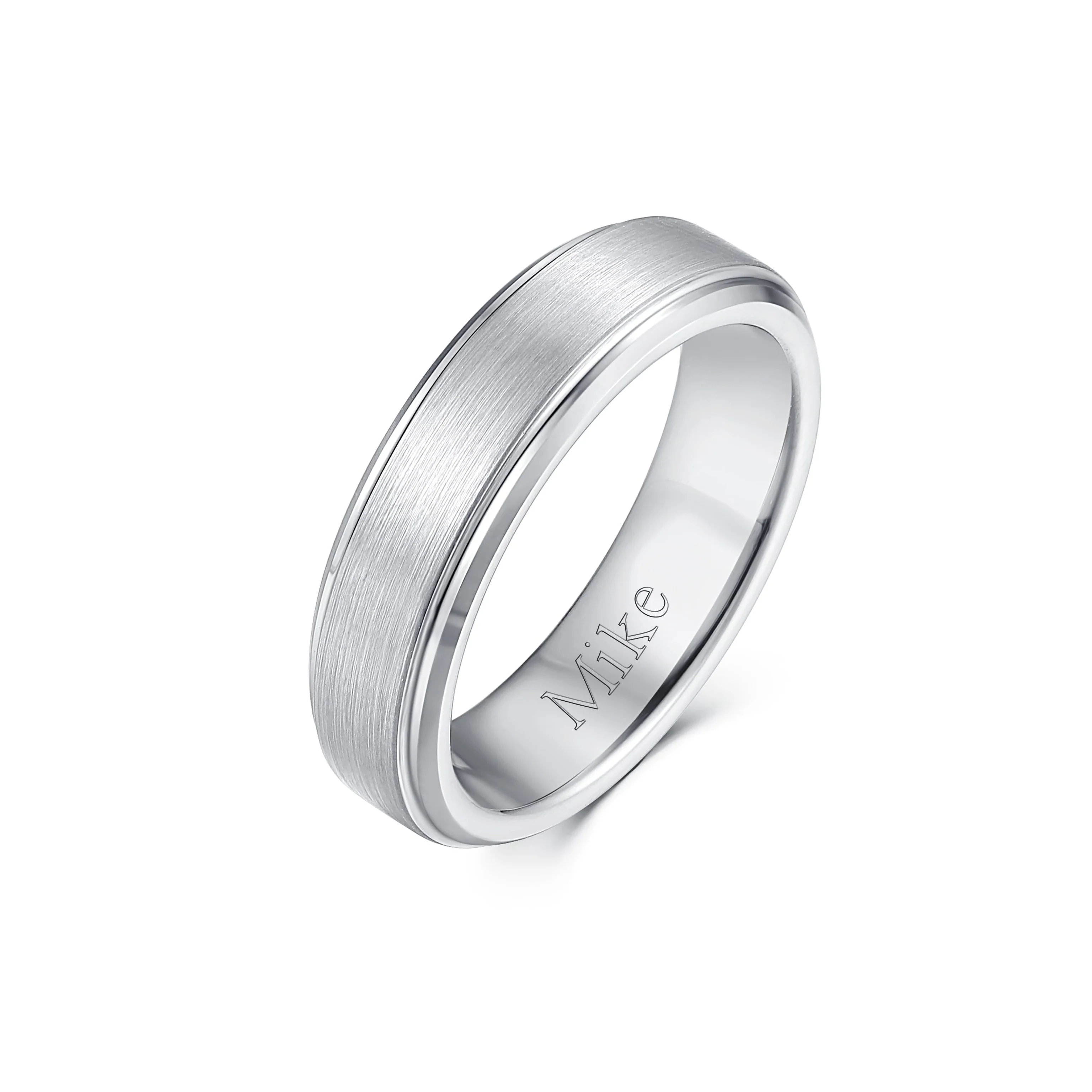 Image of Engraved Raised Center Tungsten Ring