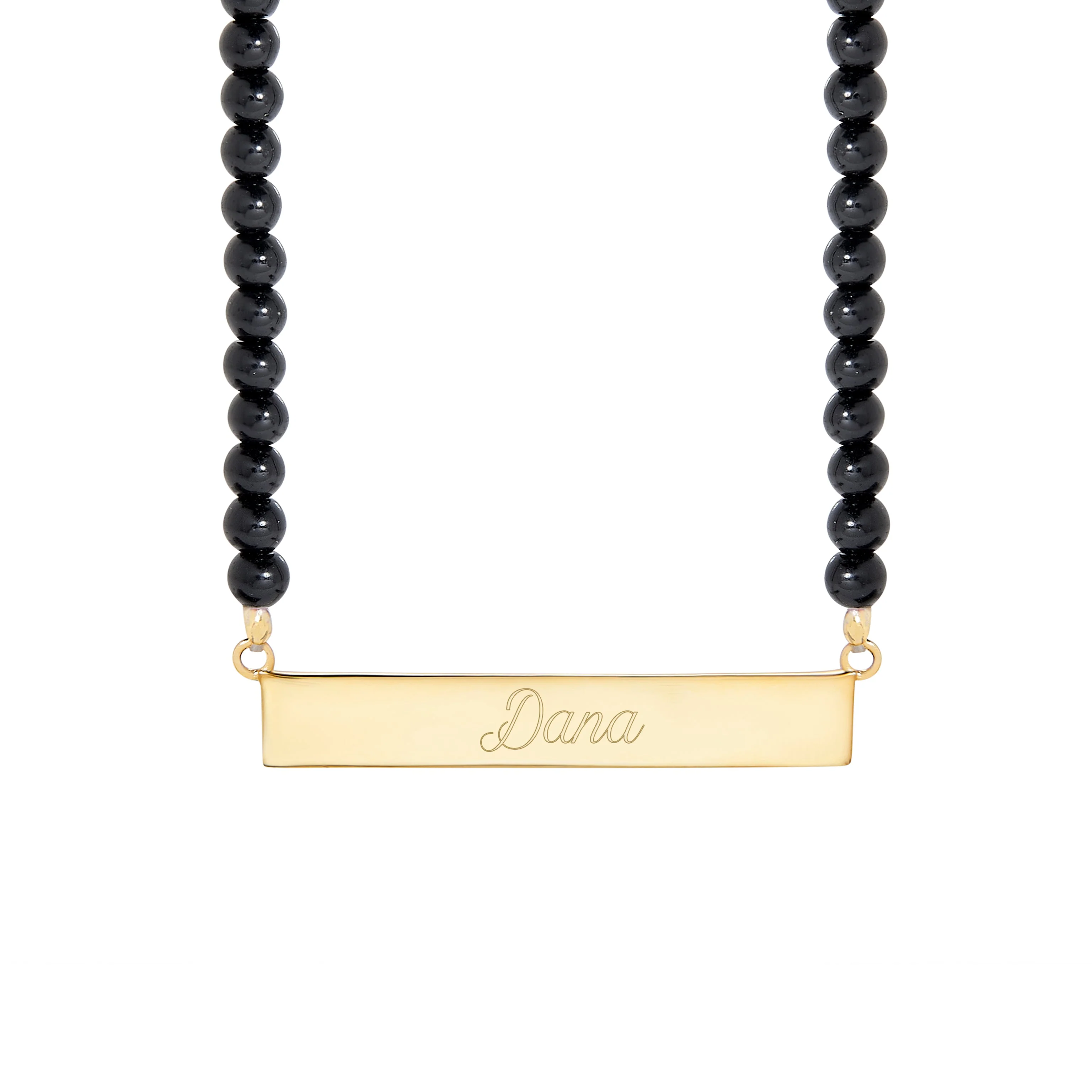 Image of Engravable Beaded Name Bar Necklace