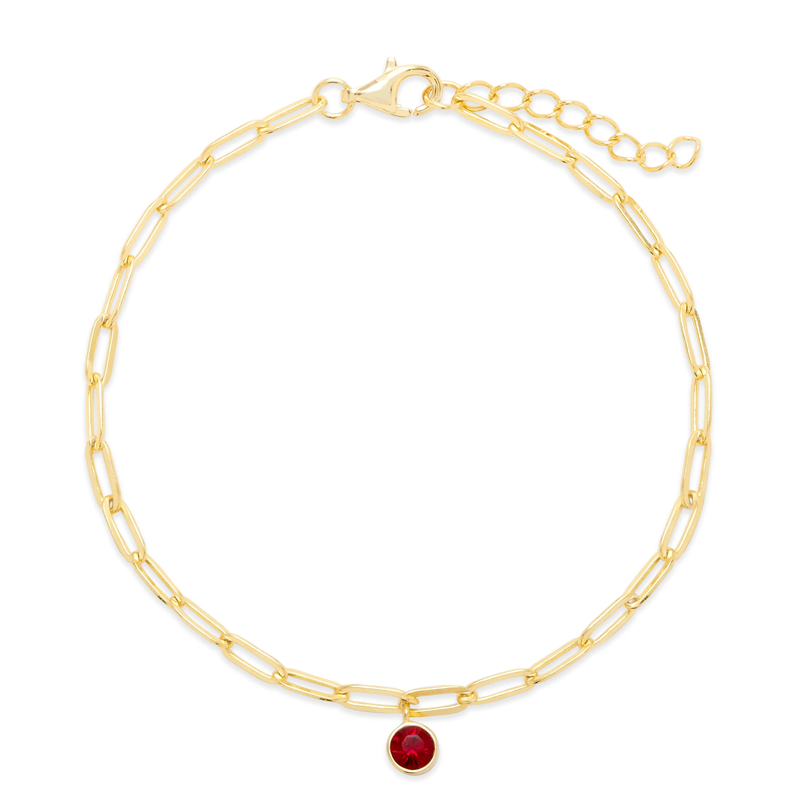 Image of Custom Paperclip Chain Birthstone Charm Bracelet
