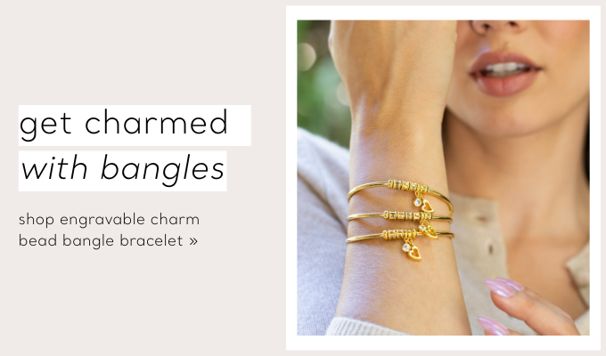 Engravable Charm Bead Bangle Bracelet