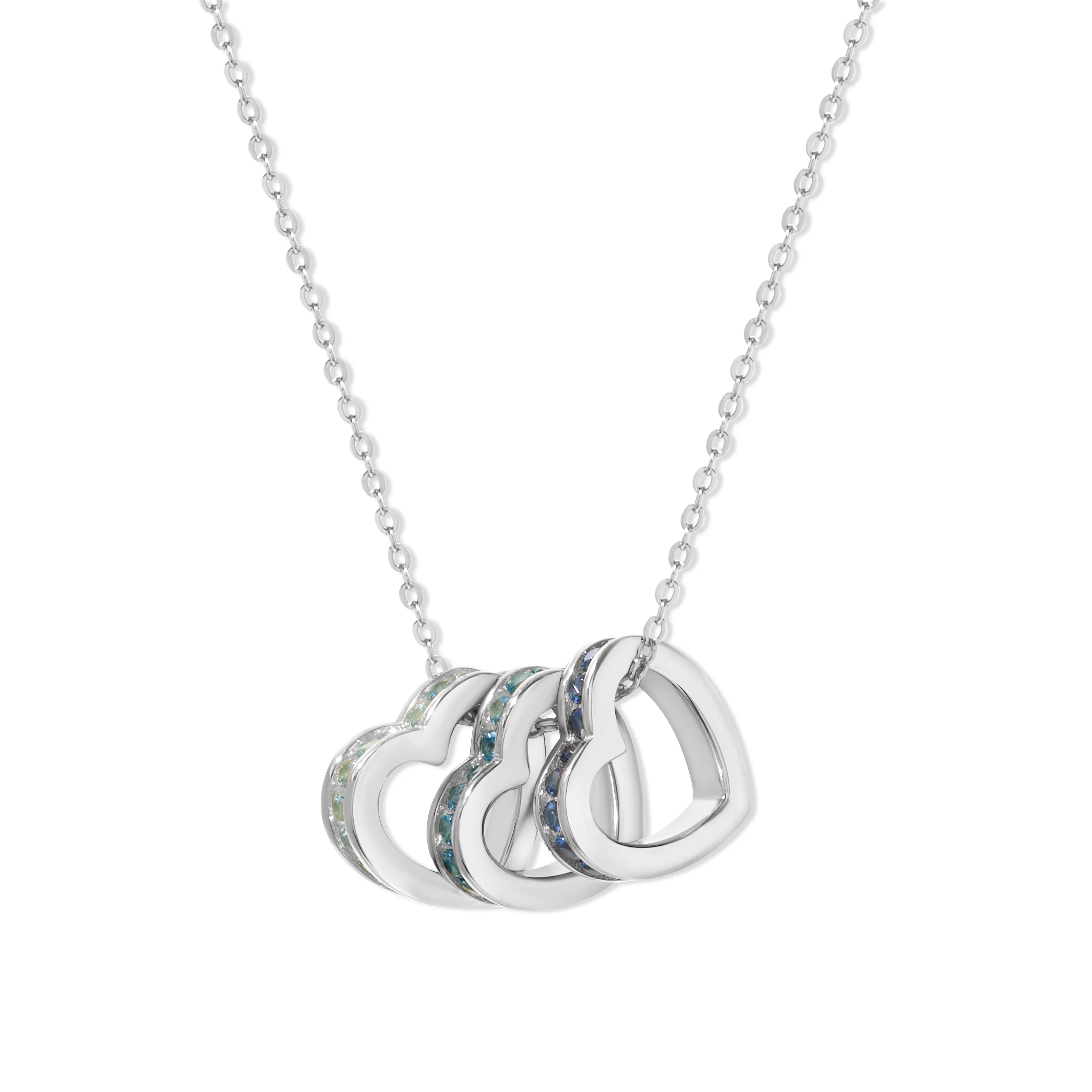 Image of Personalized Stackable Birthstone Silver Eternity Heart Charm Necklace