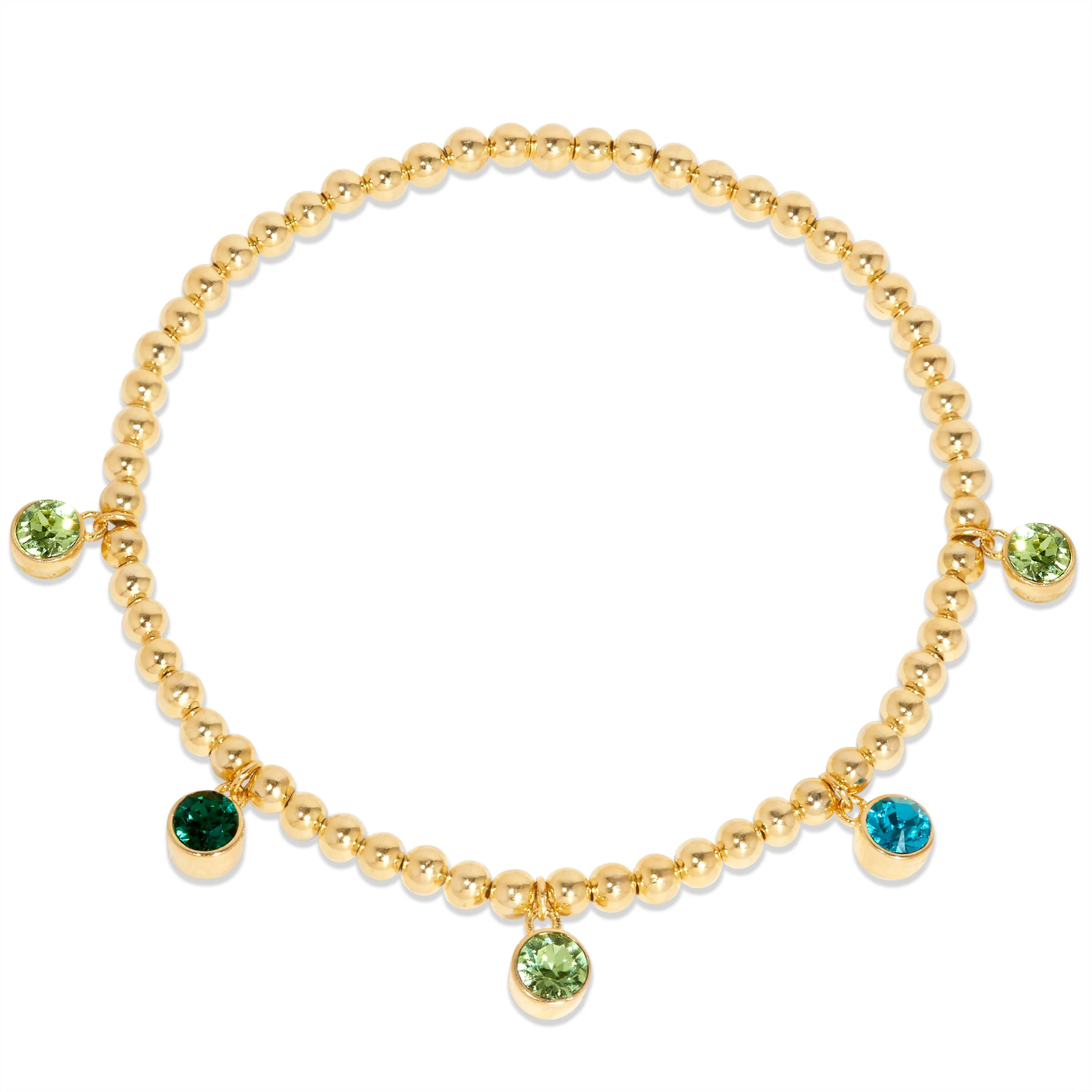 Image of Custom Bezel Birthstone Charm Bead Bracelet