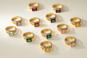 Gold Vermeil Emerald Cut Birthstone Ring