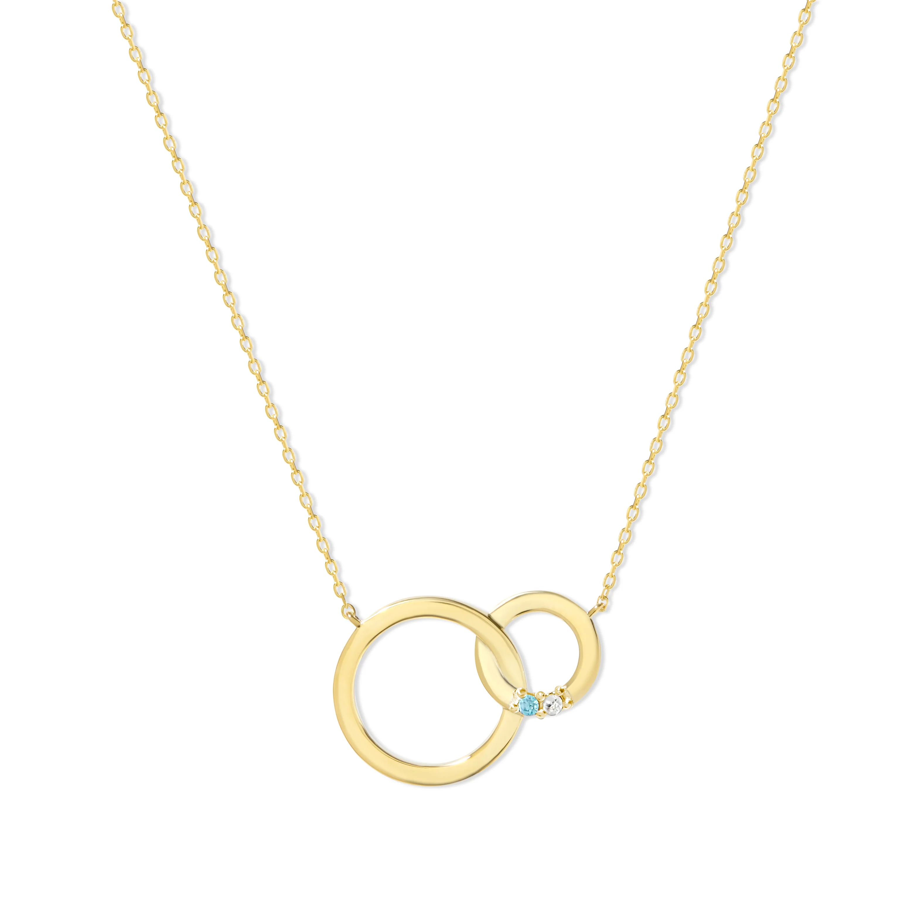 Image of 2 Stone Gold Interlocking Circle Eternity Birthstone Necklace