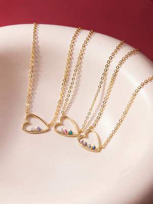 Custom Petite Open Heart Birthstone Pendant