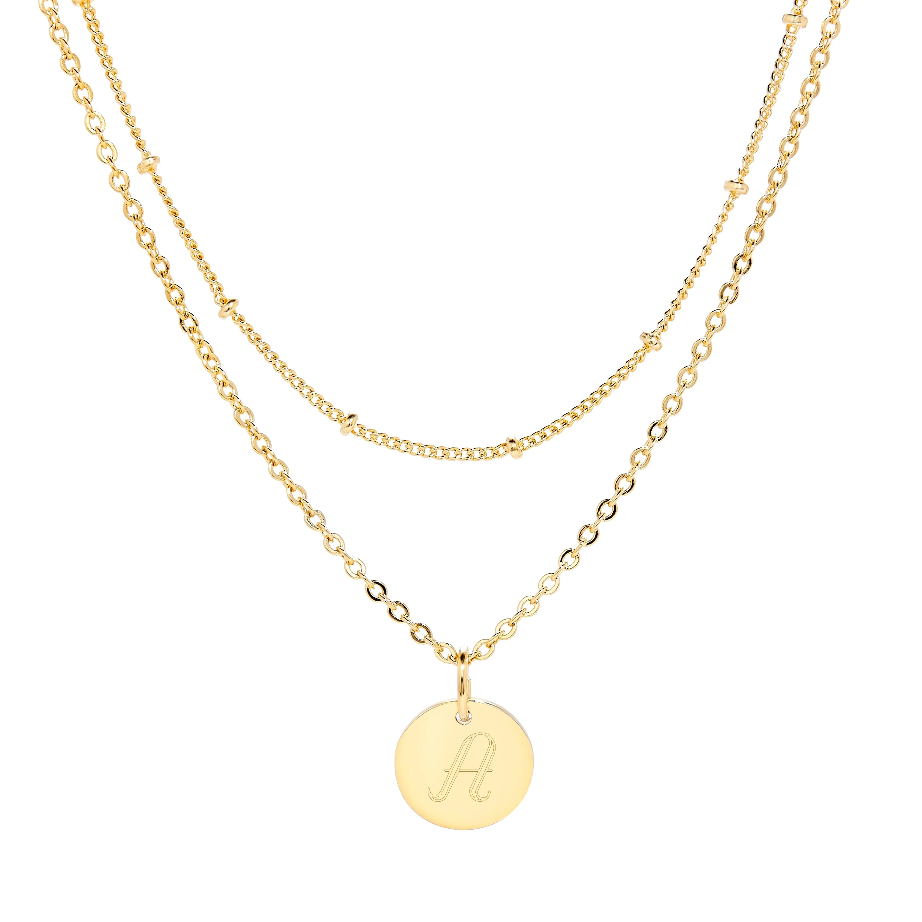Image of Engravable Round Tag Layered Necklace Set