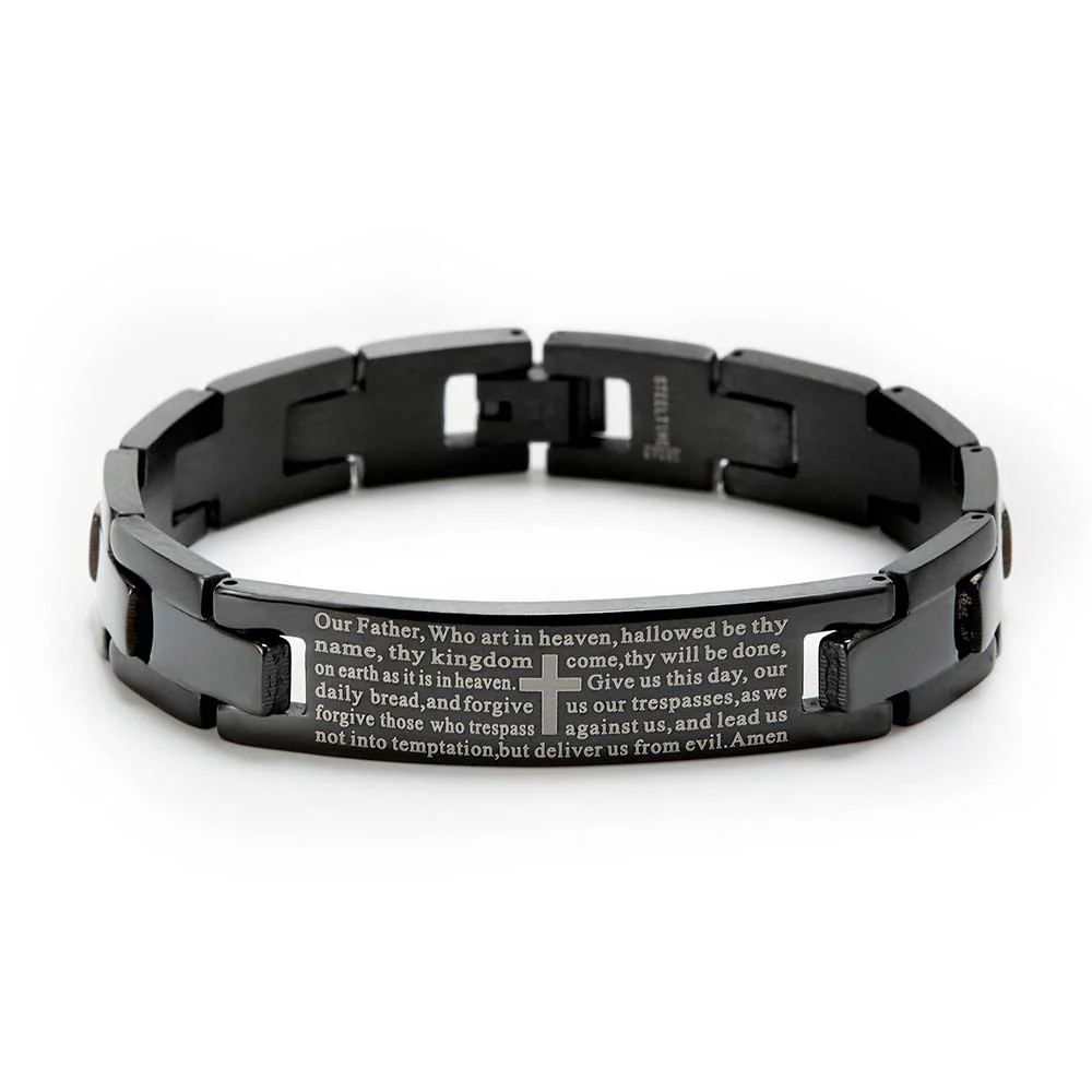 Image of Engravable Black Lord's Prayer Bracelet