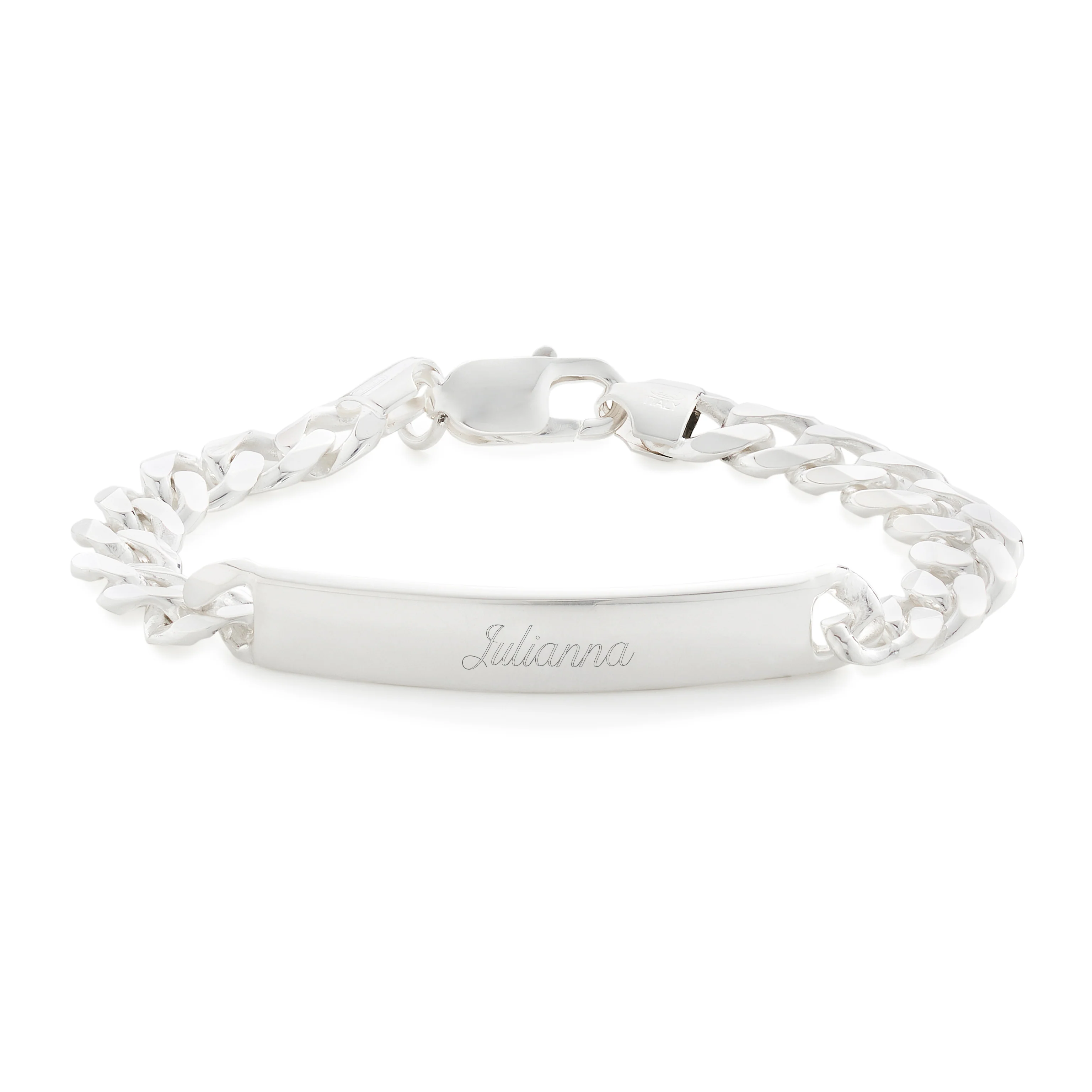 Image of Ladies Sterling Silver Curb Link ID Bracelet