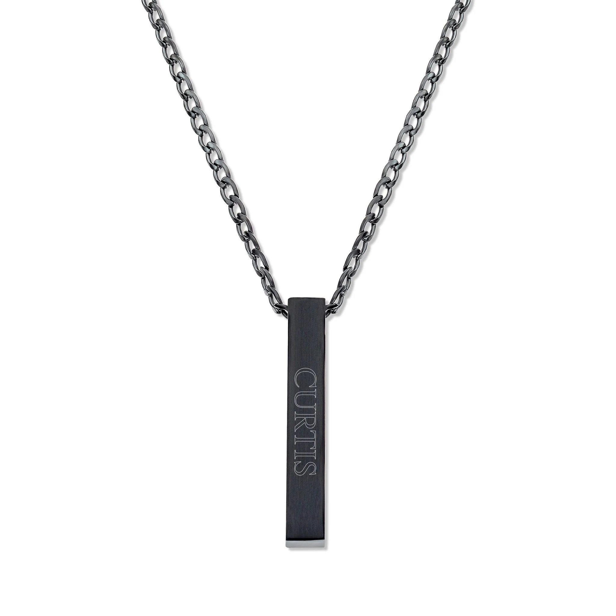 Image of Men's Engravable Stainless Steel Vertical Square Pendant