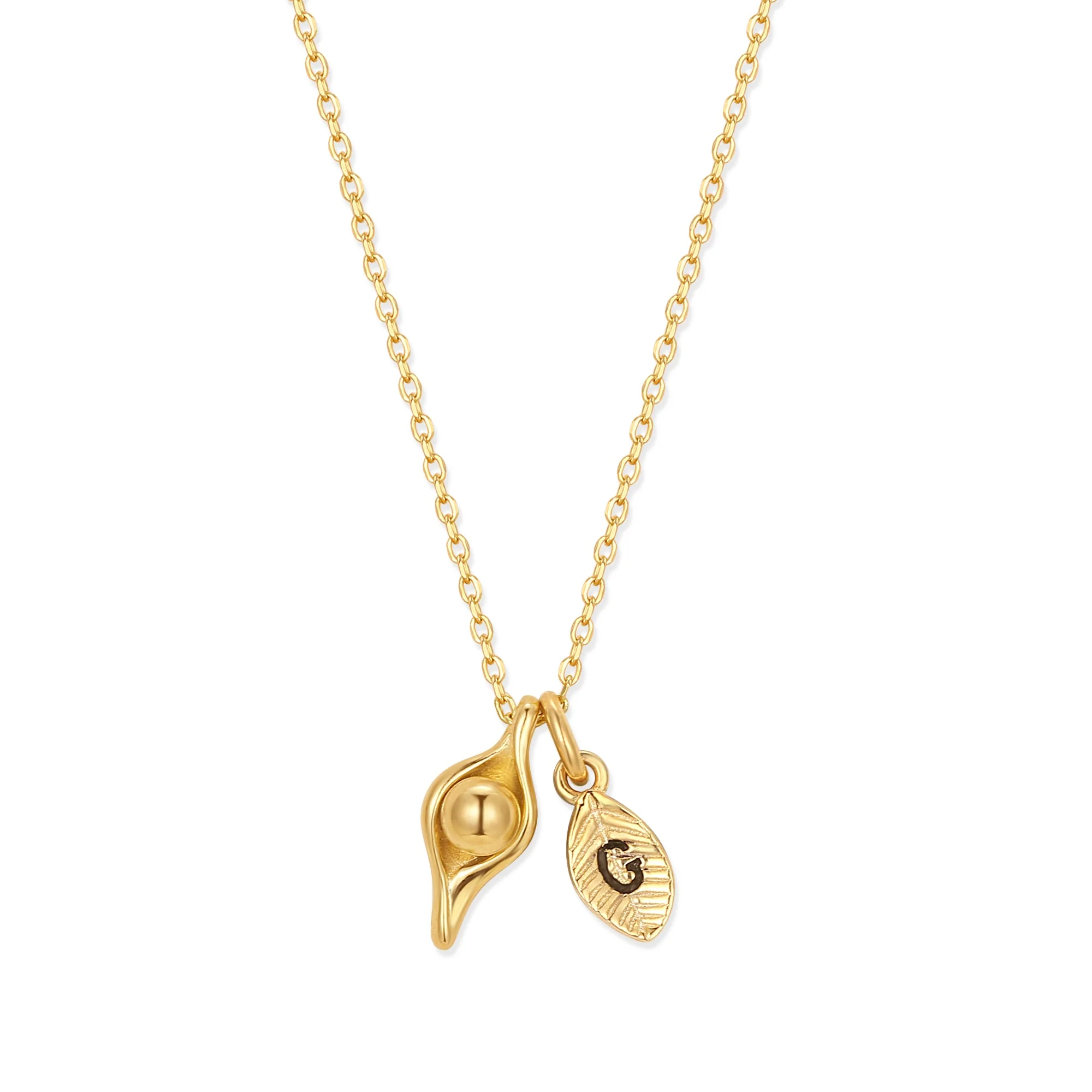 Image of Custom Hand Stamped Initial Pea In A Pod Necklace