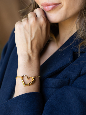 Engravable Name Open Heart Bead Bracelet