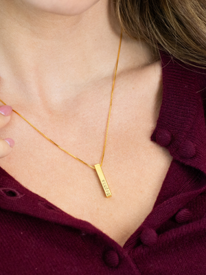 Engravable Vertical Name Bar Necklace
