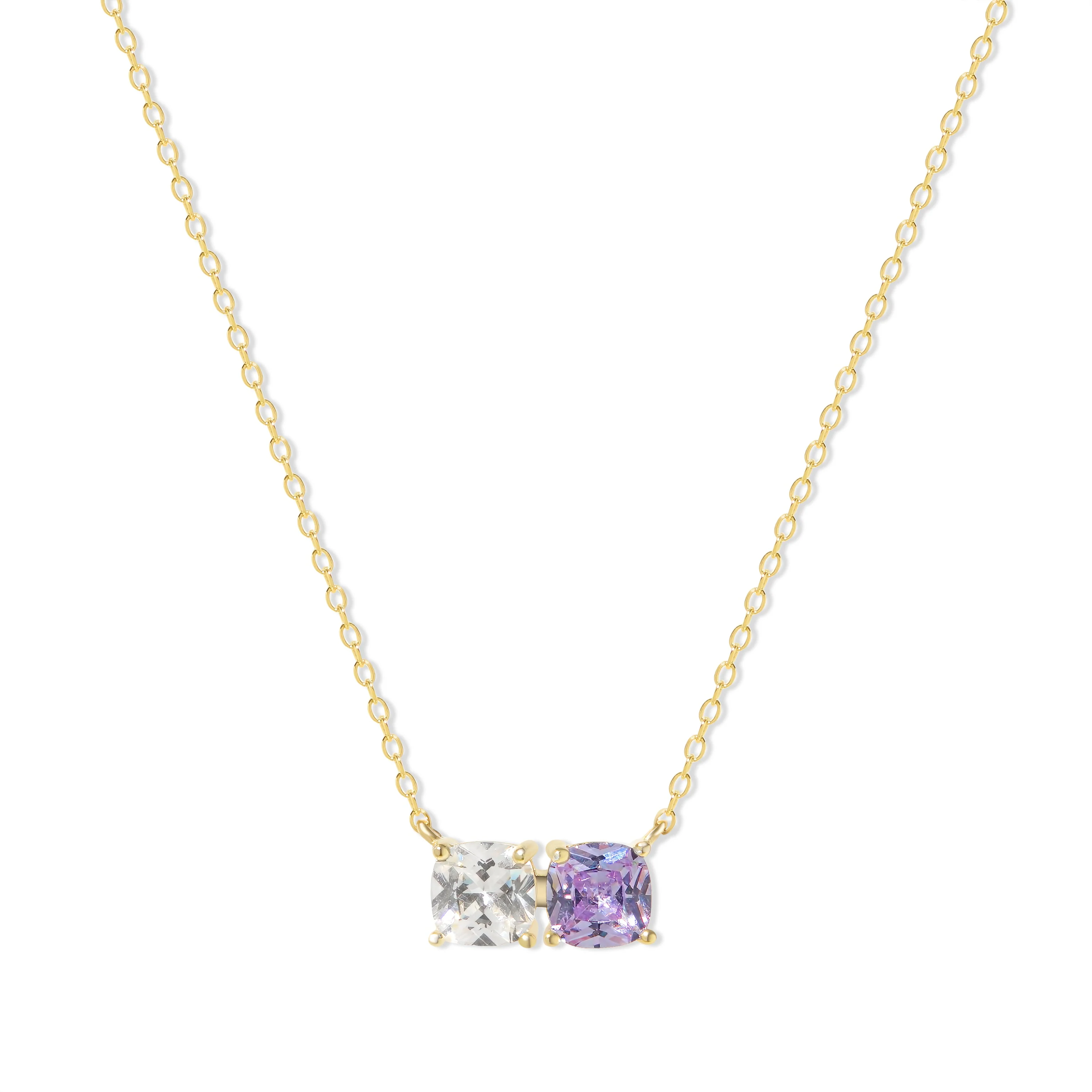 Image of Custom Cushion Cut Birthstone Necklace