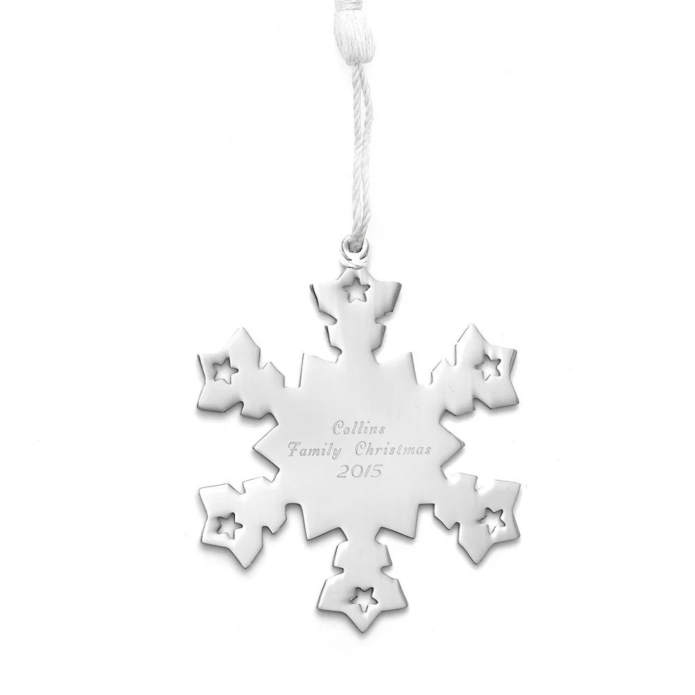 Image of Personalized Snowflake Engraved Metal Ornament