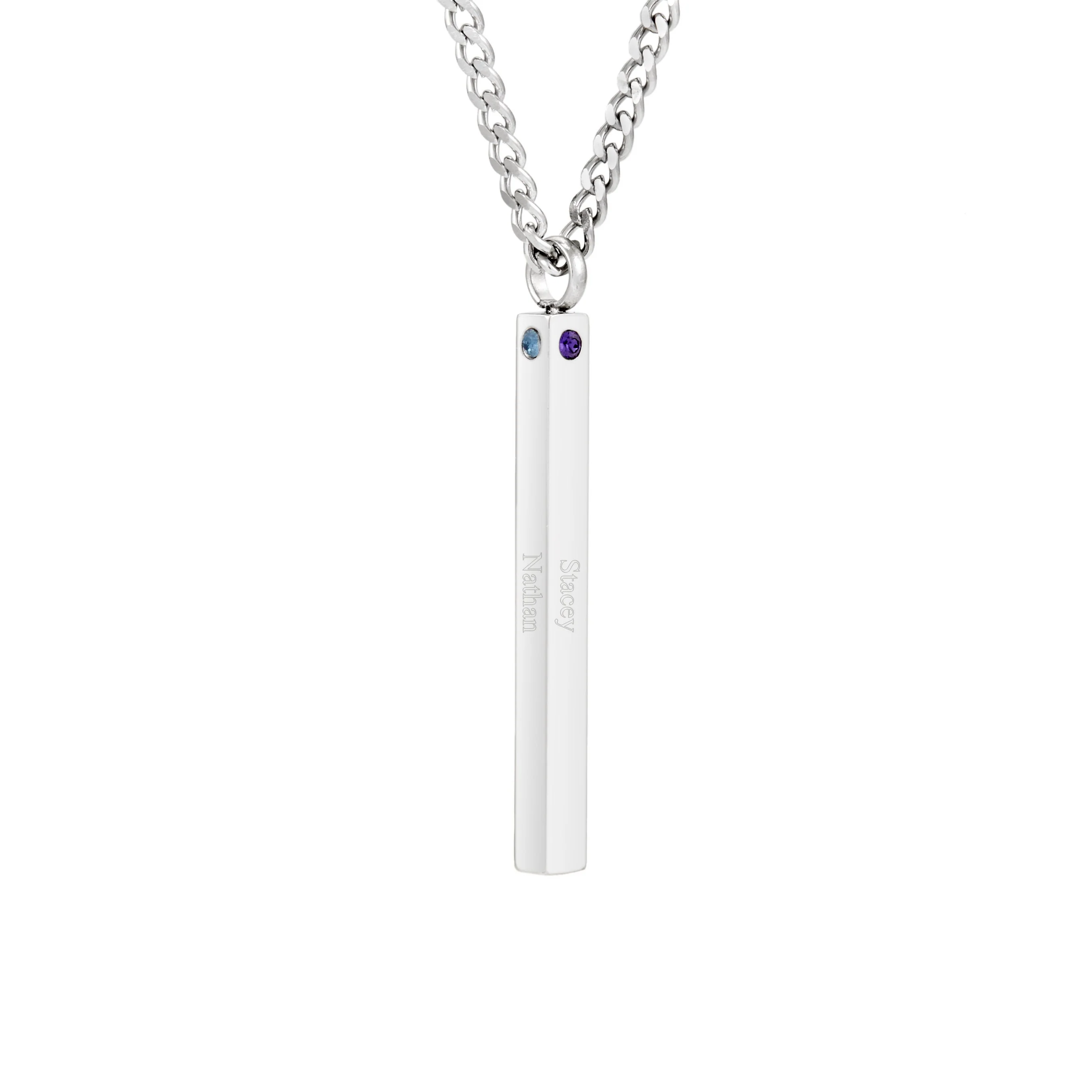 Image of 4 Stone Engravable Birthstone Tag Pendant