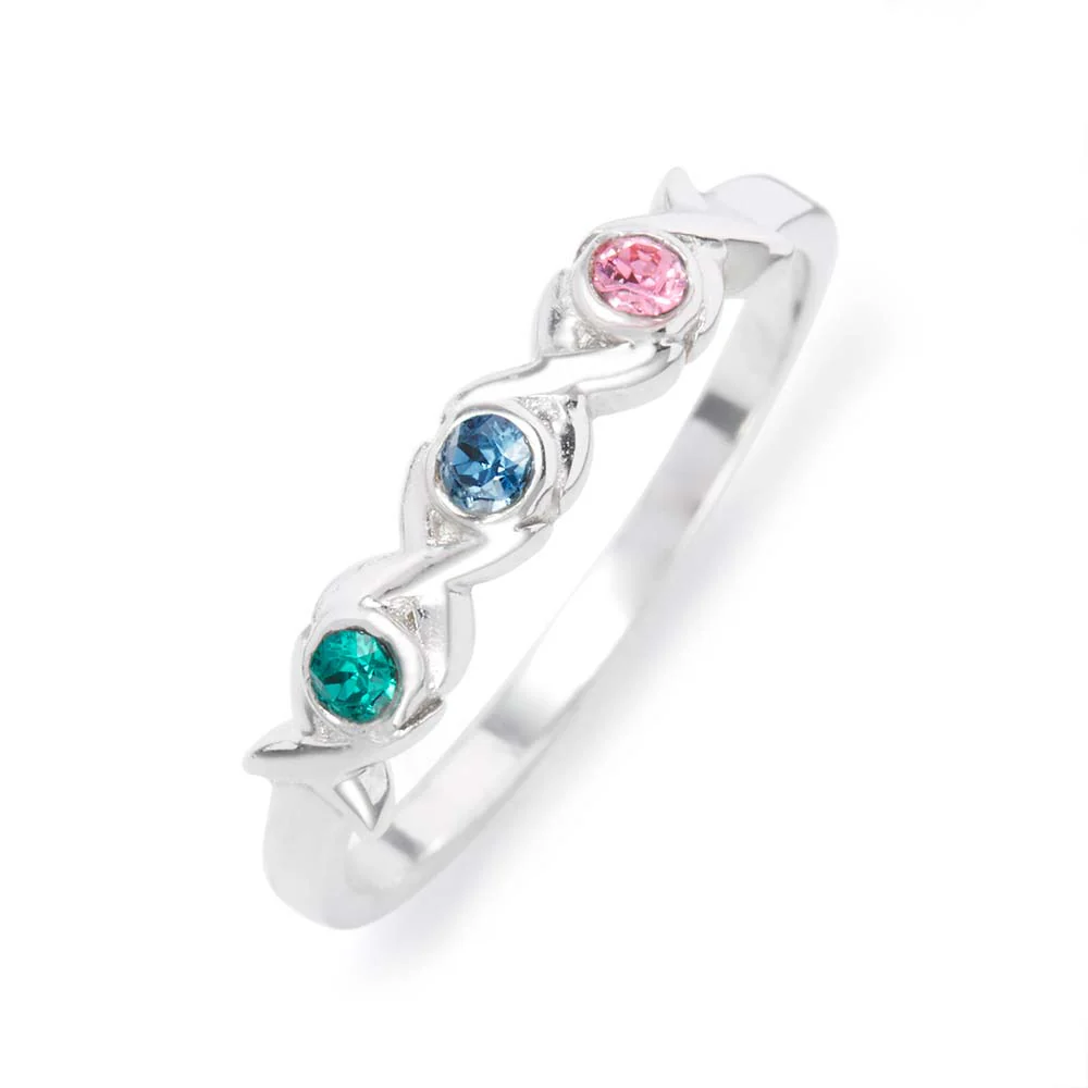 Image of 3 Stone Hugs and Kisses Custom Birthstone Ring