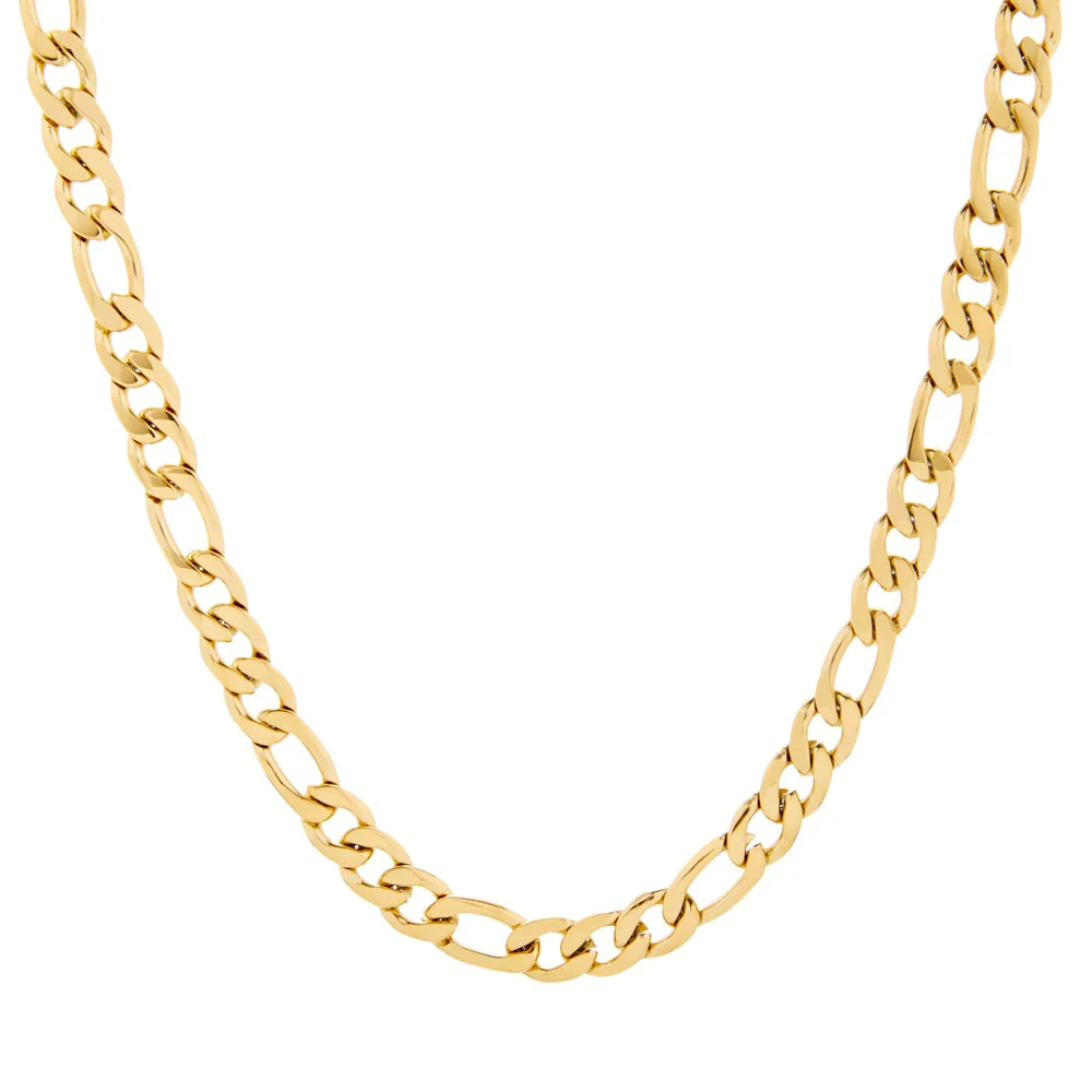 Image of Men's Gold Plated Stainless Steel Figaro Chain Necklace
