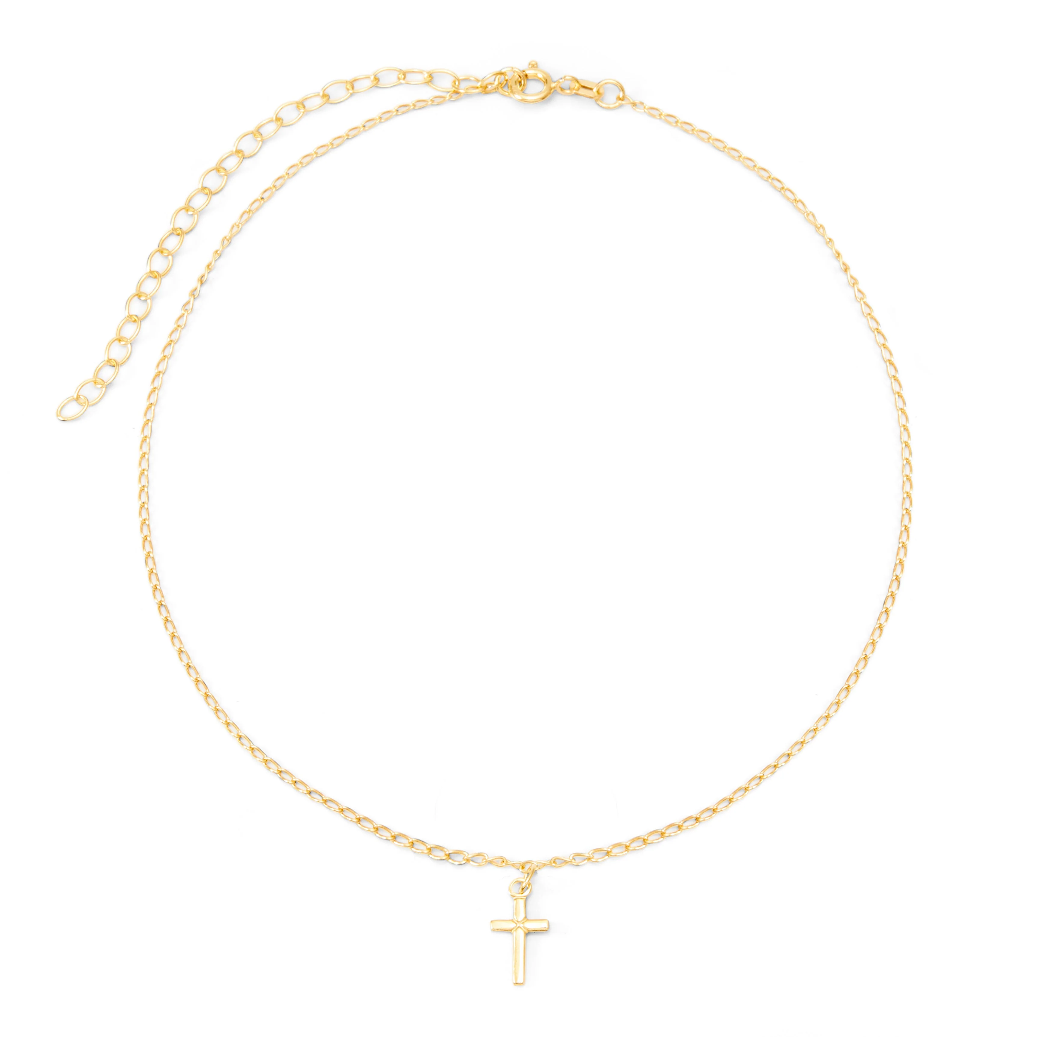 Image of Petite Cross Gold Choker Necklace
