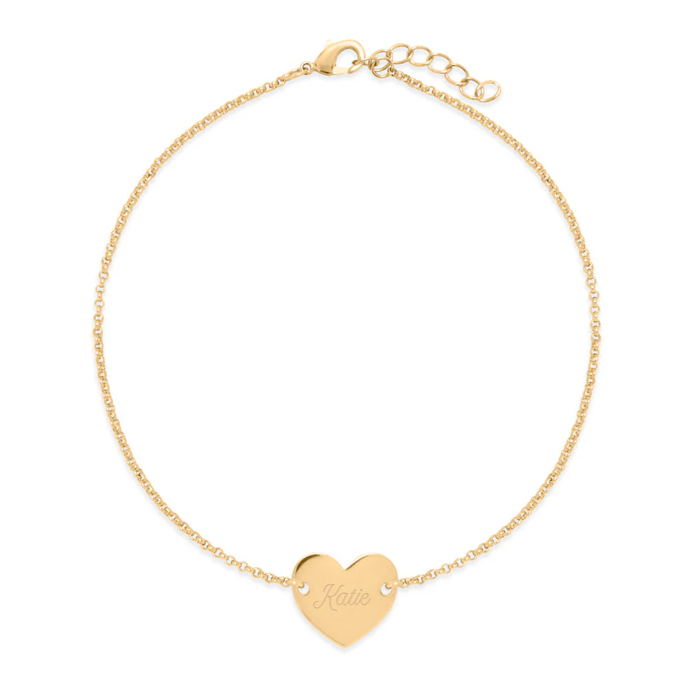 Image of Gold Plated Engravable Heart Anklet