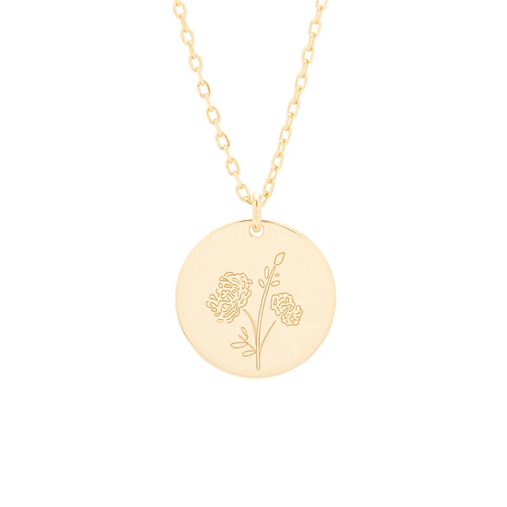 Image of Gold November Flower Pendant - Chrysanthemum