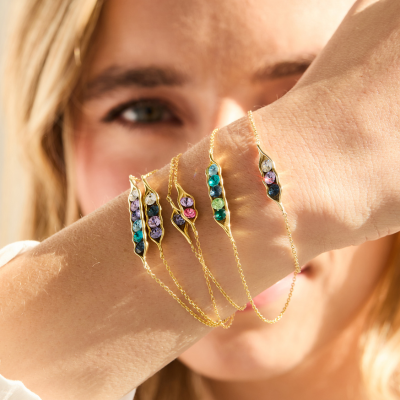 Custom Birthstone Pea in a Pod Bracelet