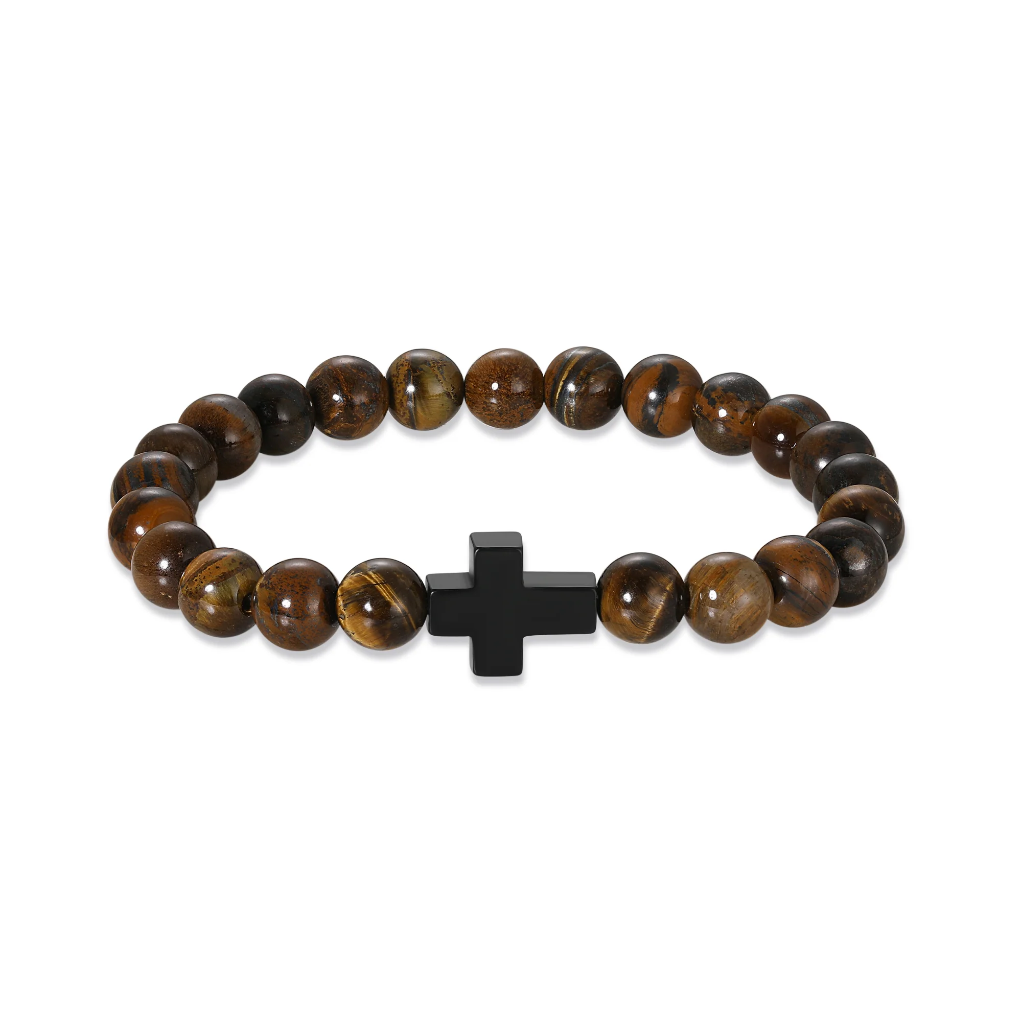 Image of Men's Semi Precious Beaded Cross Bracelet