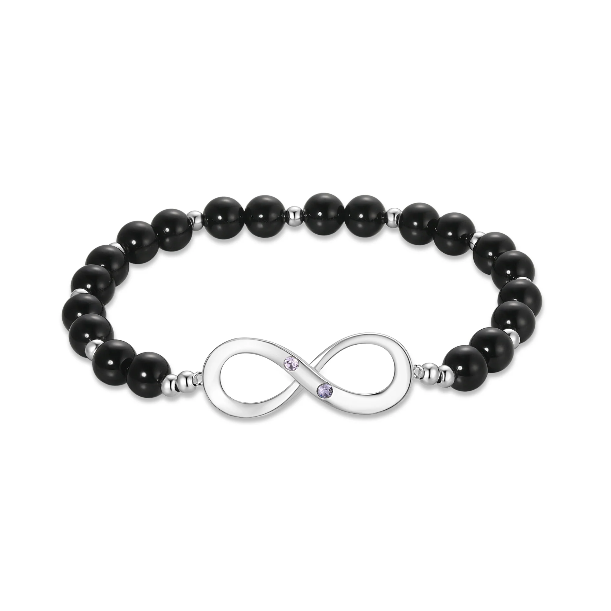 Image of Custom Onyx Beaded Birthstone Infinity Bracelet