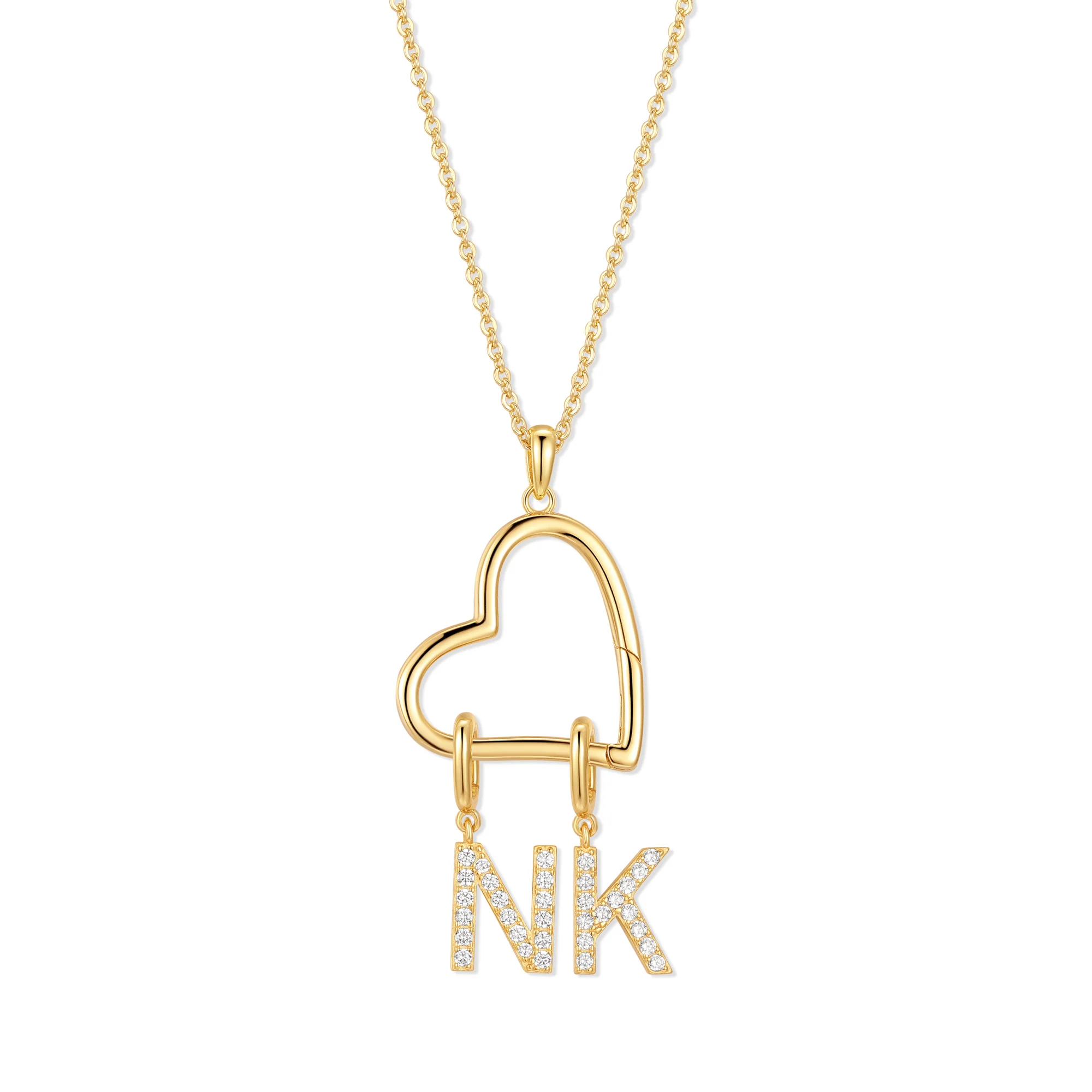 Image of Custom Initial Open Heart Necklace