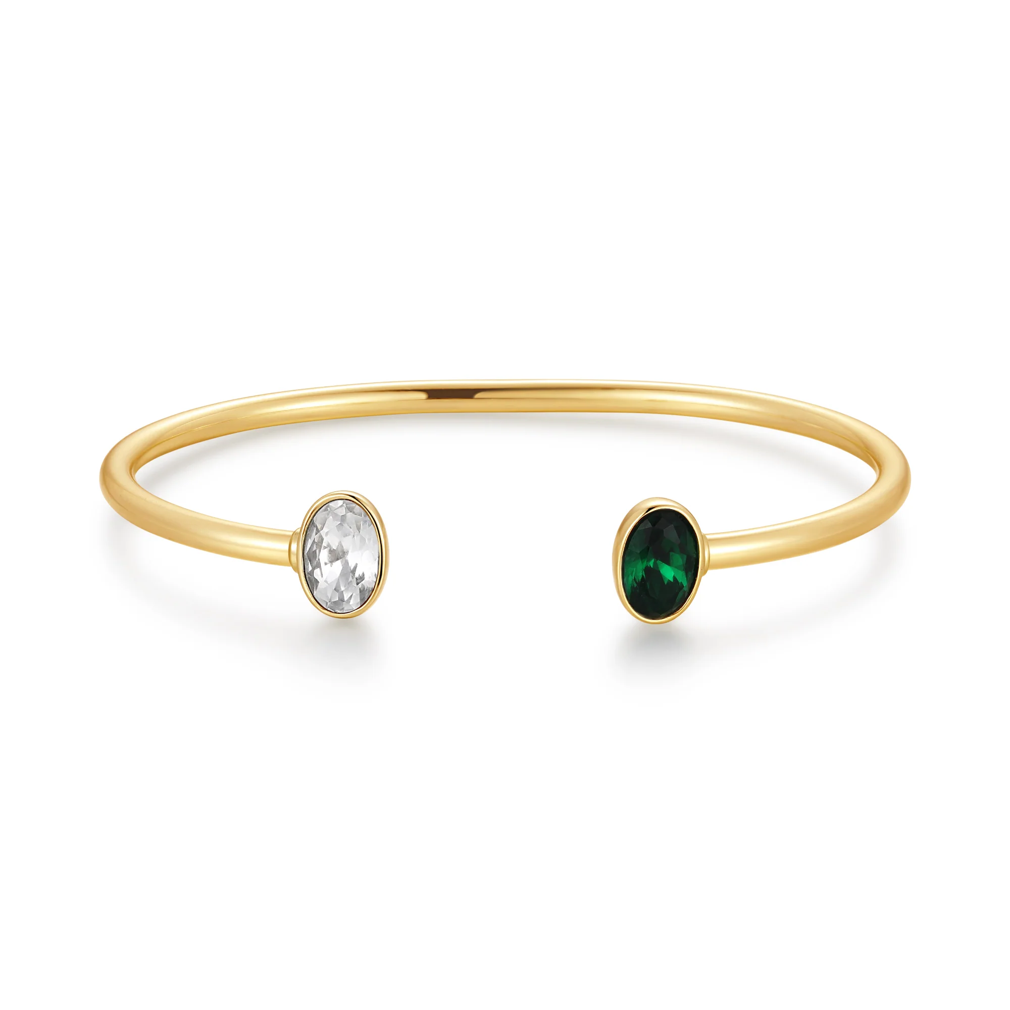 Image of Custom Couples Birthstone Cuff Bracelet
