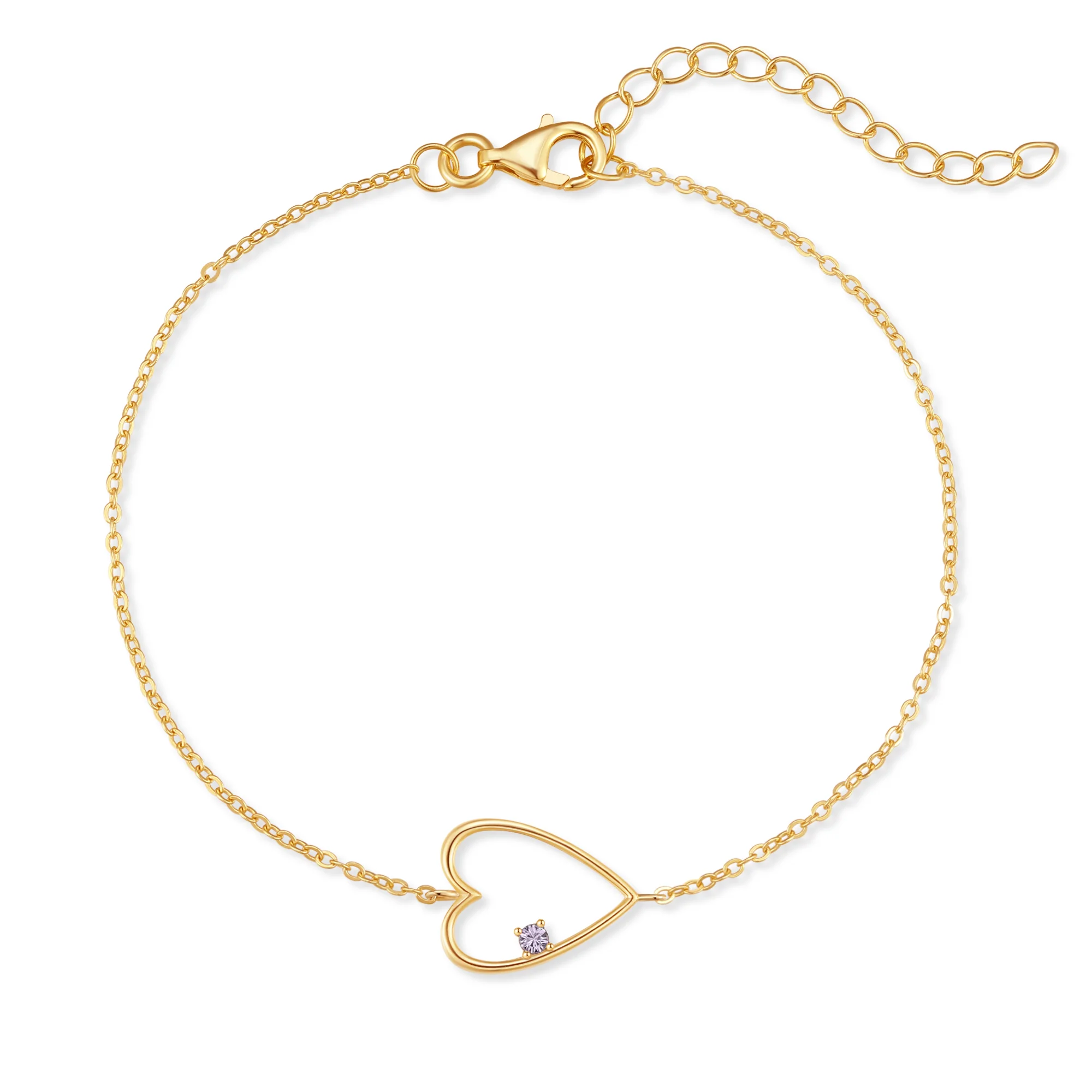 Image of Custom Petite Open Heart Birthstone Bracelet