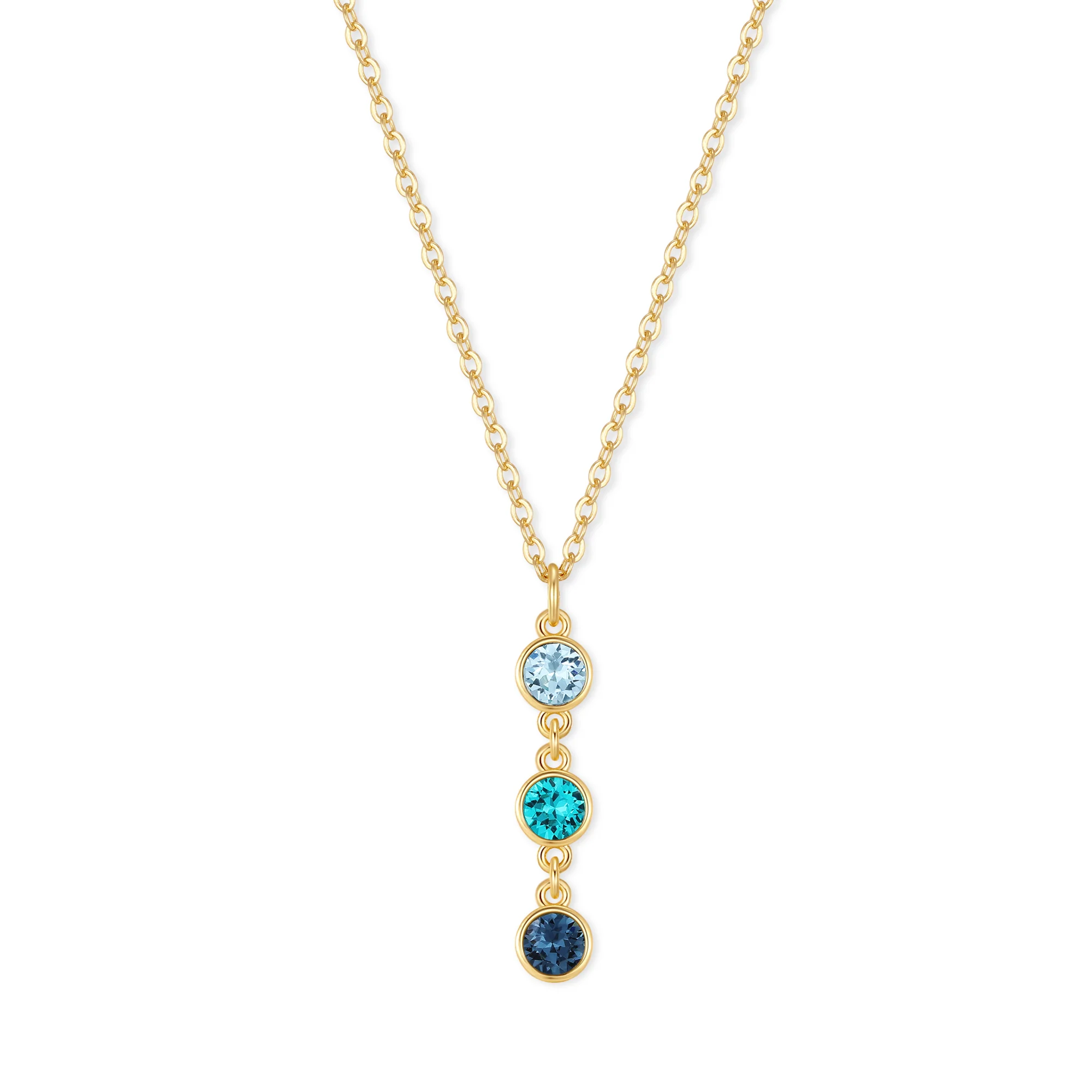 Image of Custom Lariat Birthstone Bezel Set Necklace