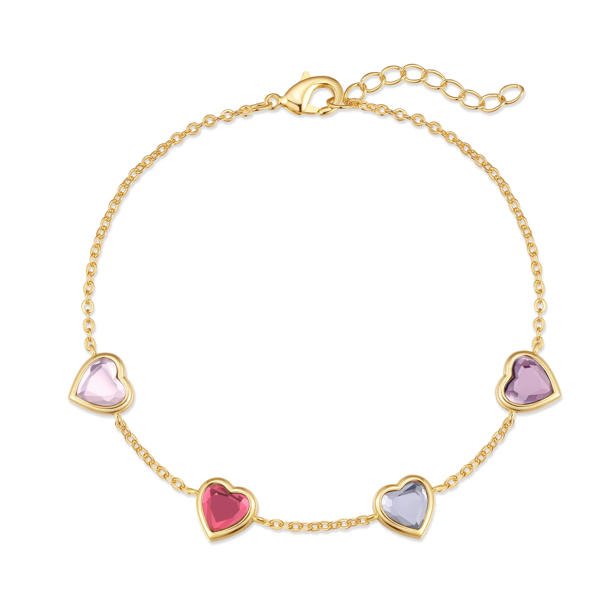 Image of Custom Floating Heart Birthstone Bracelet