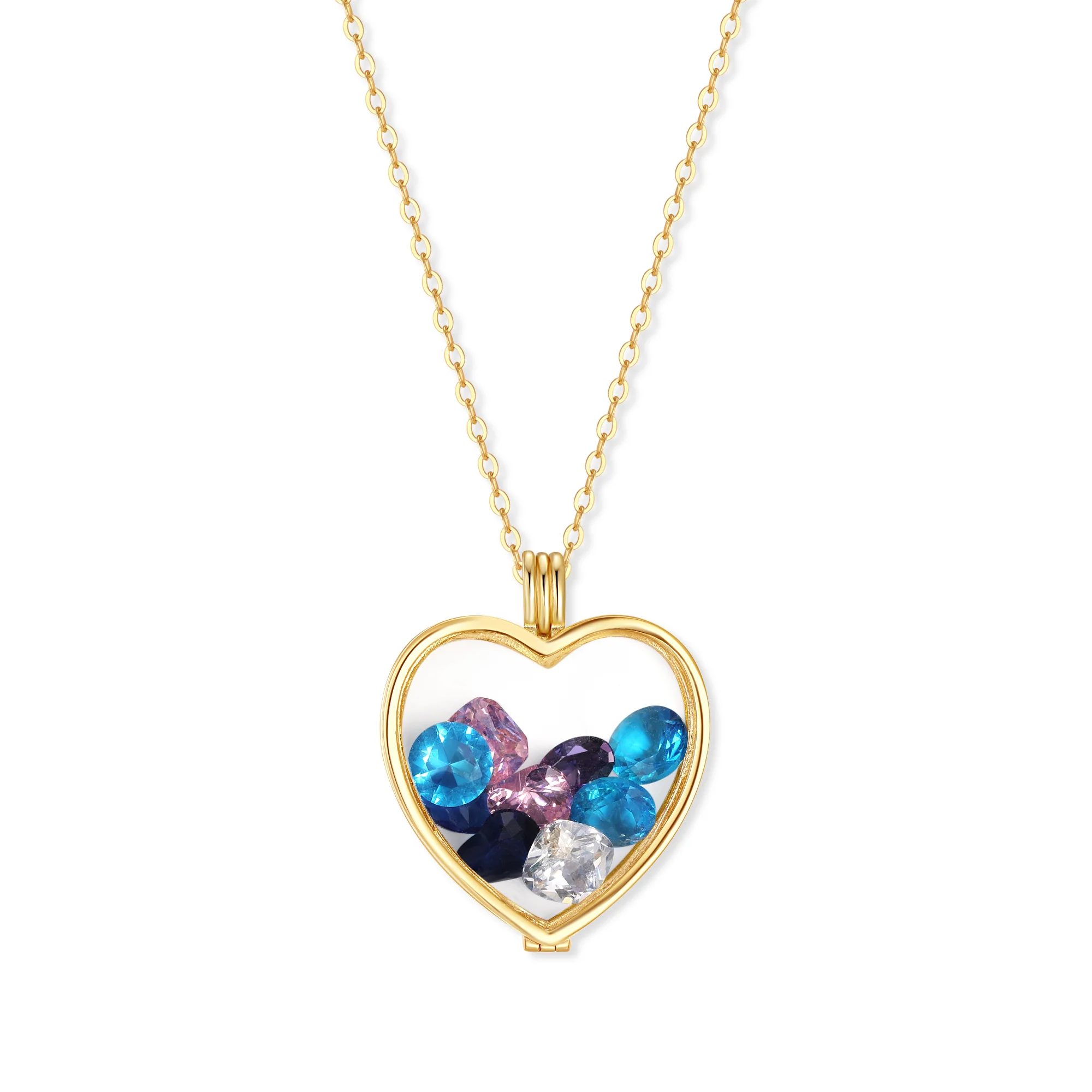 Image of Custom Glass Birthstone Heart Floating Locket