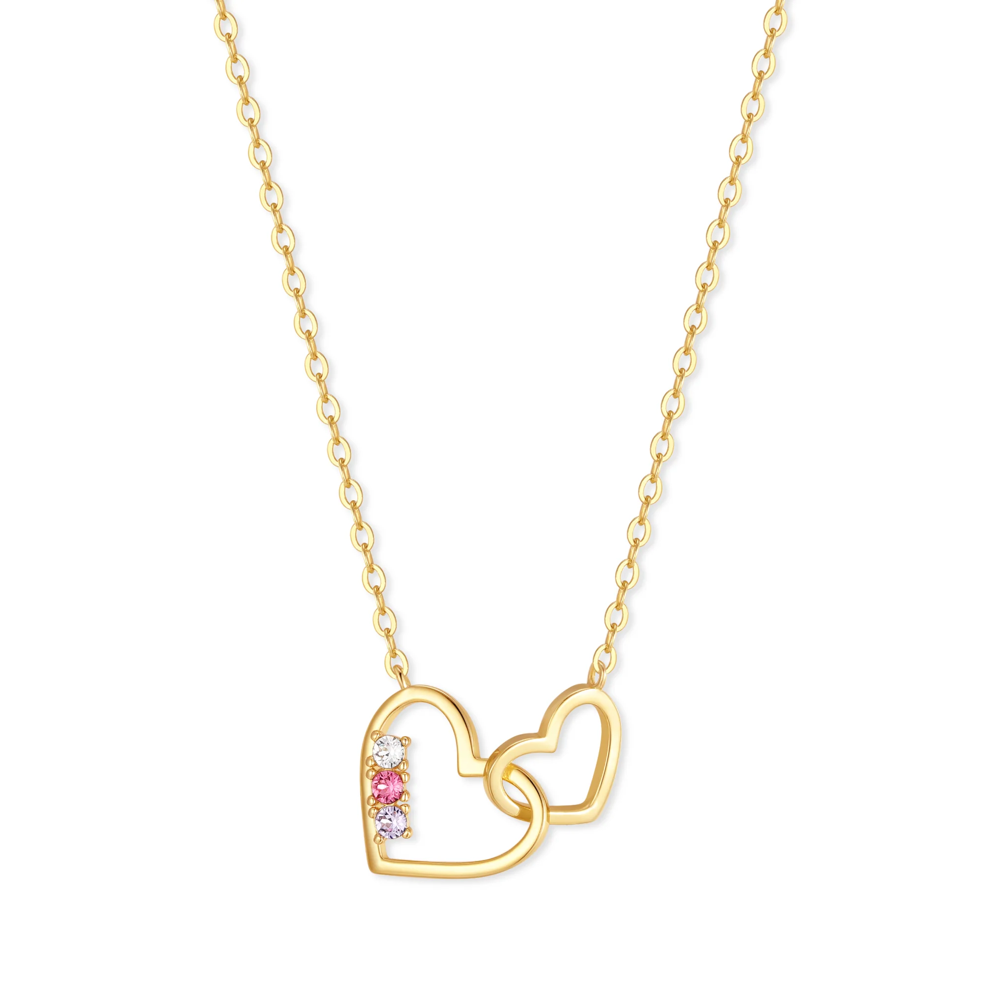 Image of Custom Petite Interlocking Heart Birthstone Necklace