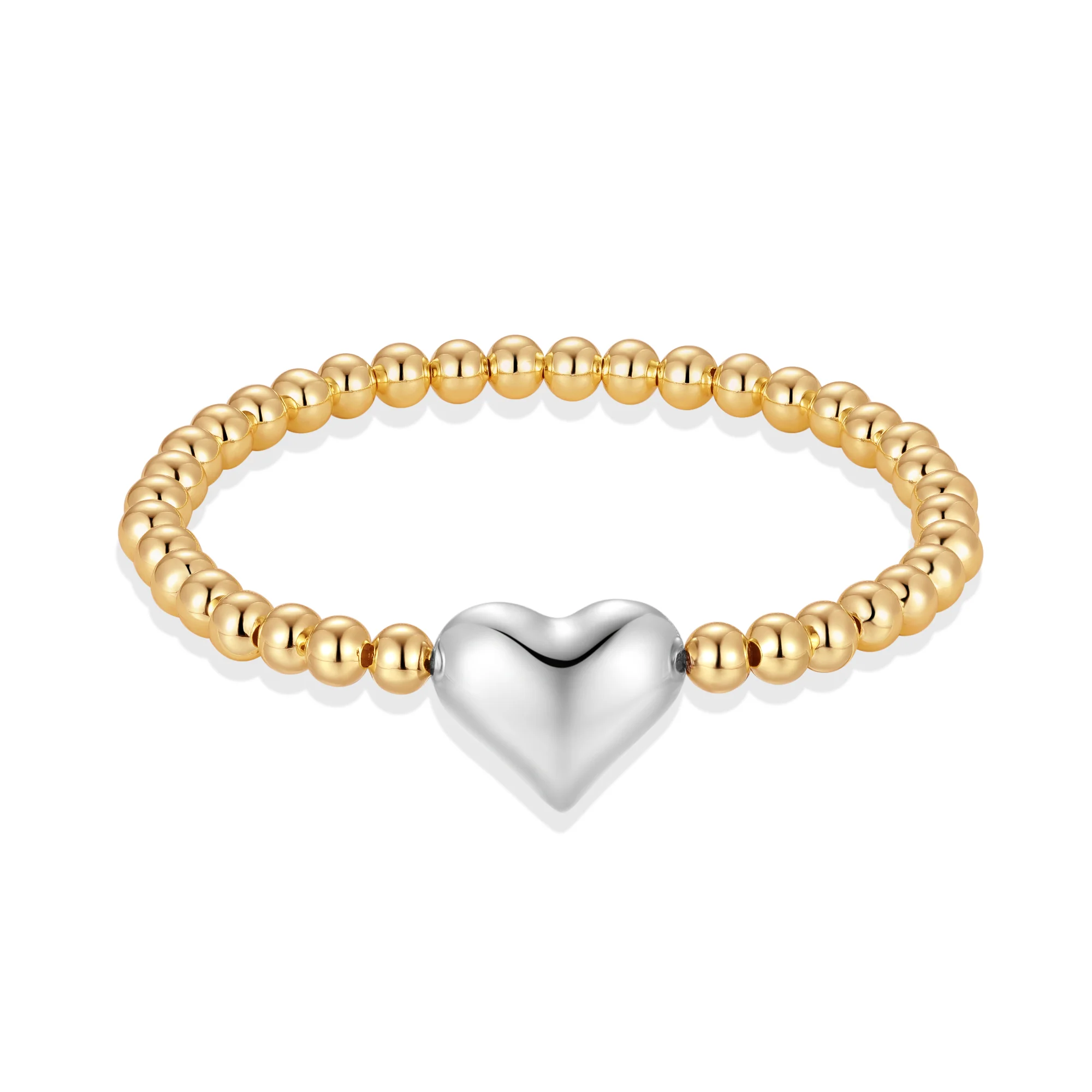 Image of Two Tone Puffy Heart Bracelet