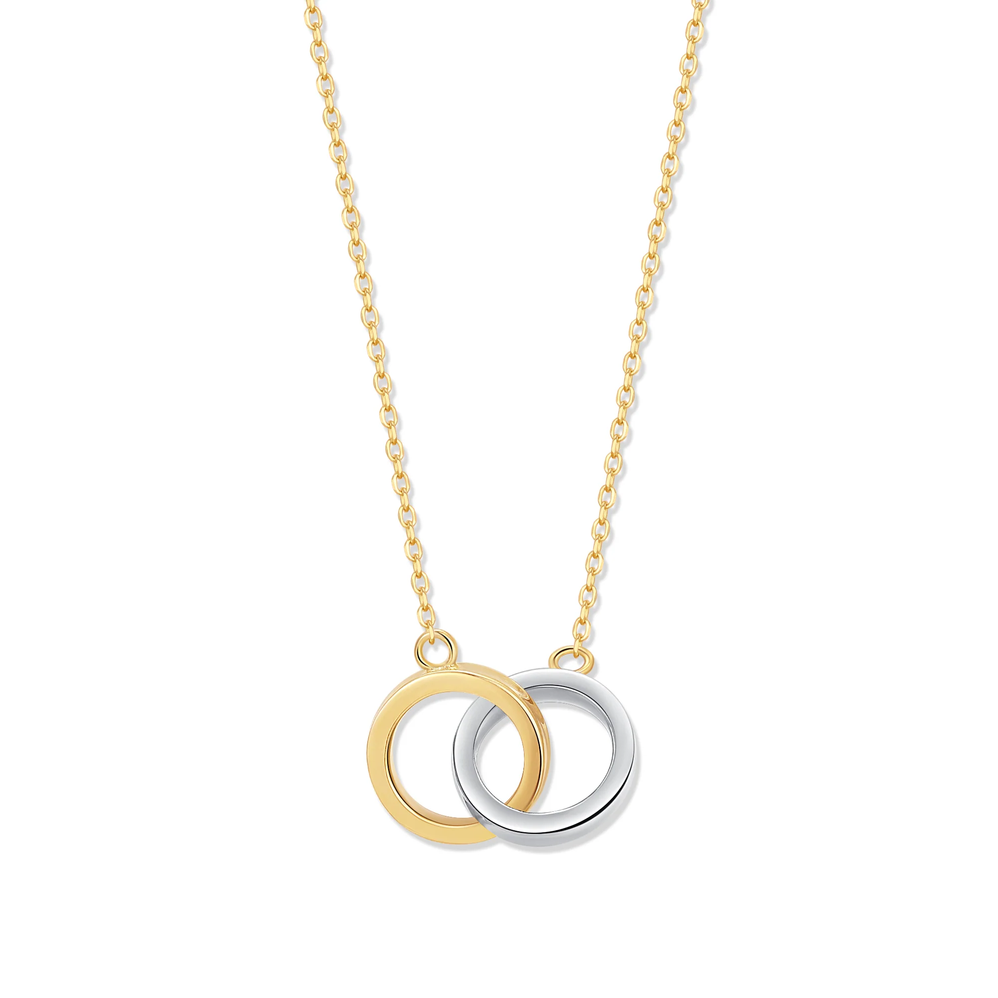 Image of Sterling Silver Two Tone Interlock Ring Necklace
