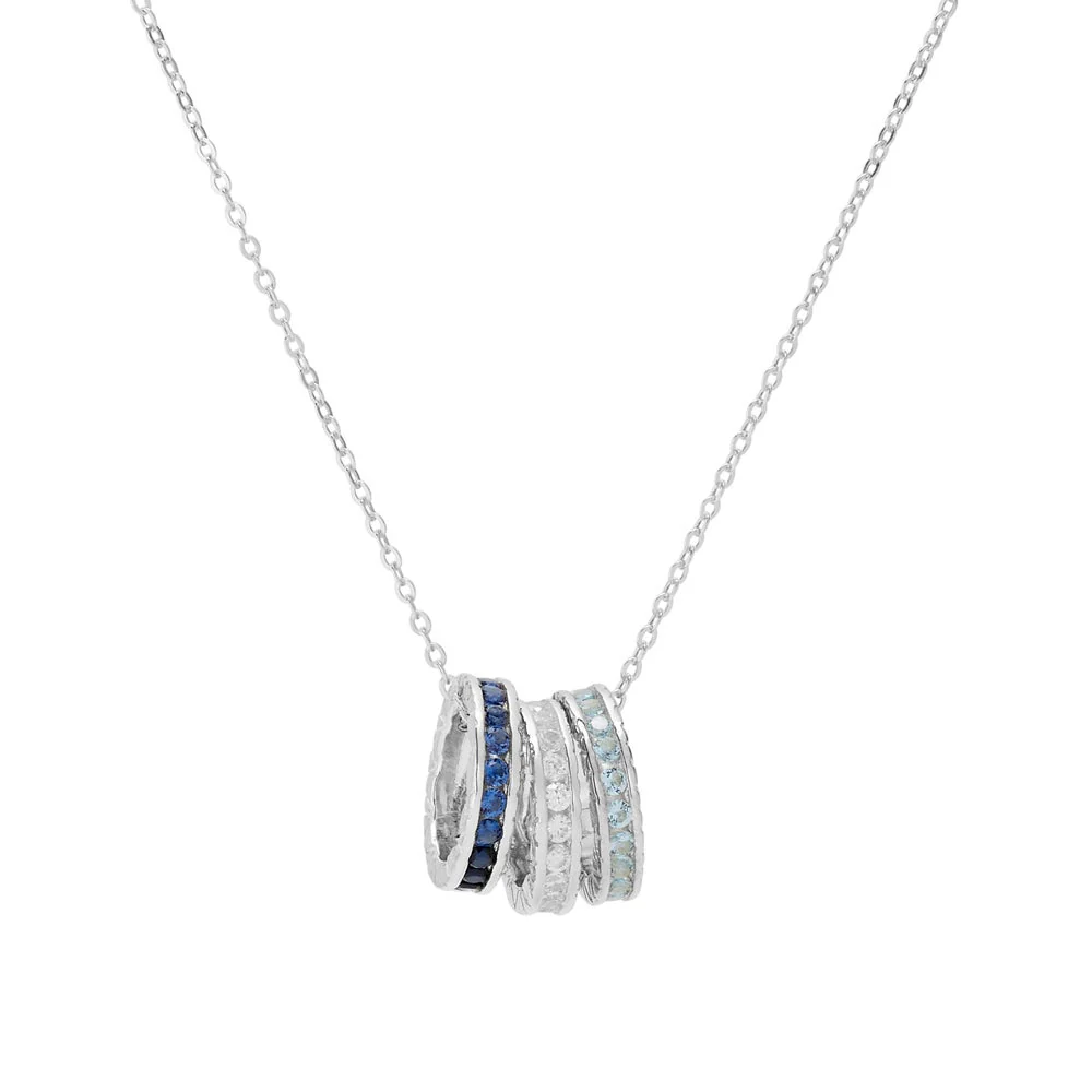 Image of Personalized Stackable Birthstone Silver Eternity Charm Necklace