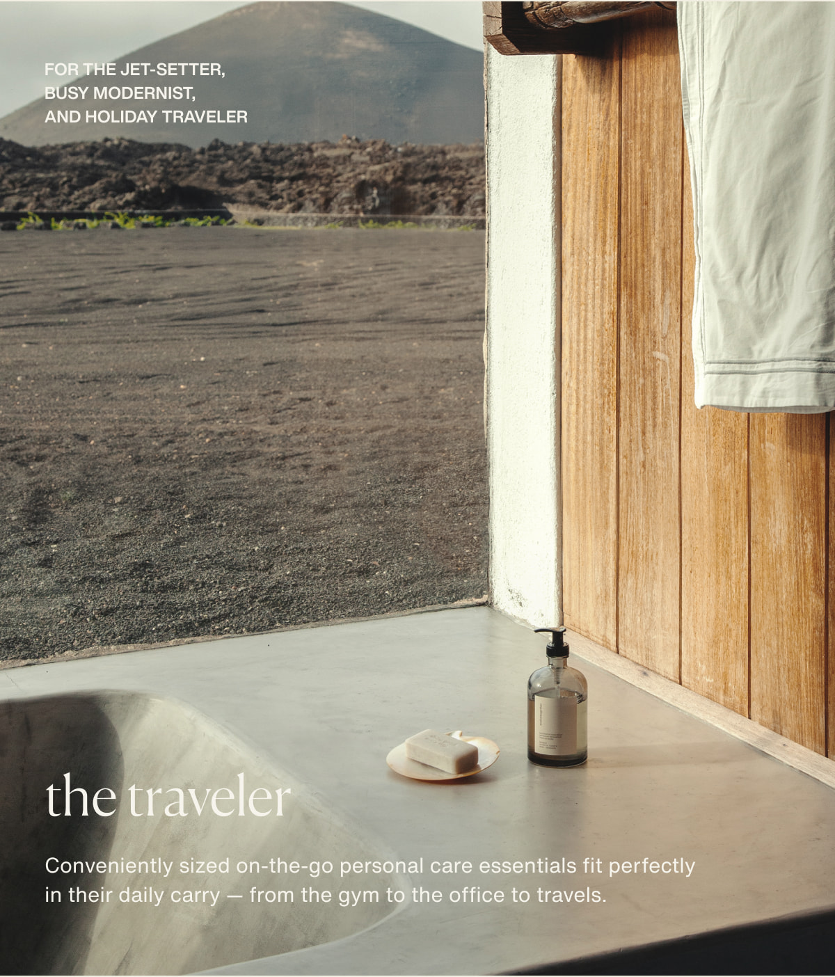 for the jet-setter, busy modernist, and holiday traveler | the traveler | Conveniently sized on-the-go personal care essentials fit perfectly in their daily carry — from the gym to the office to travels.