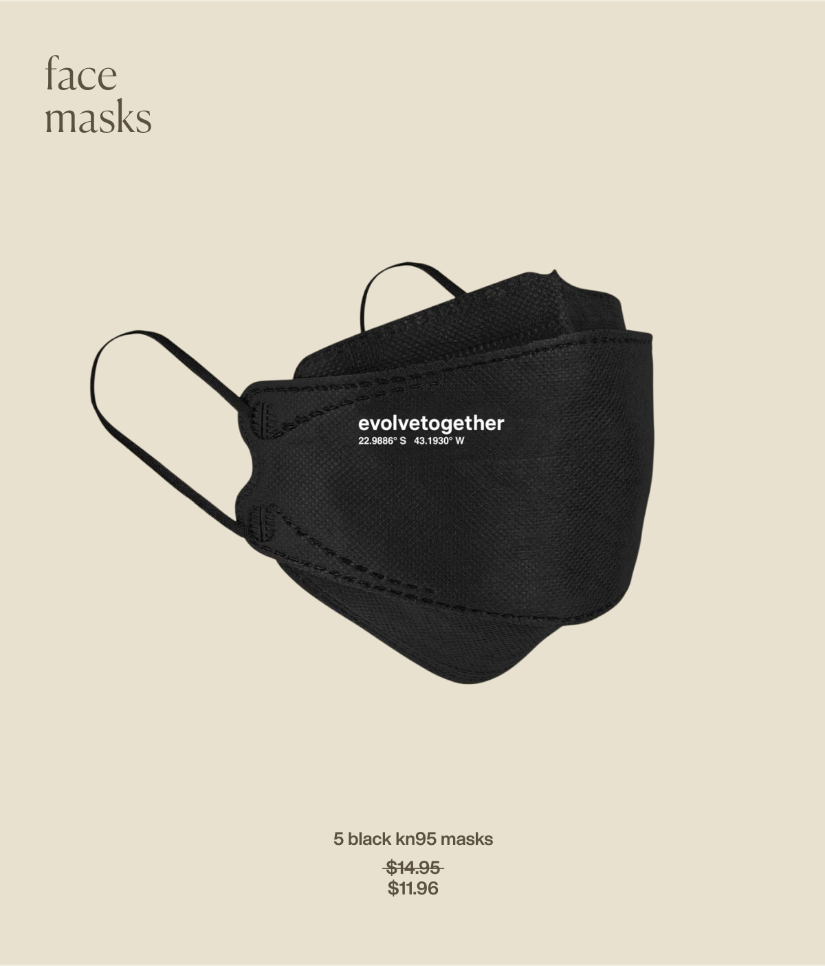 face masks | 5 black KN95 masks | $11.96