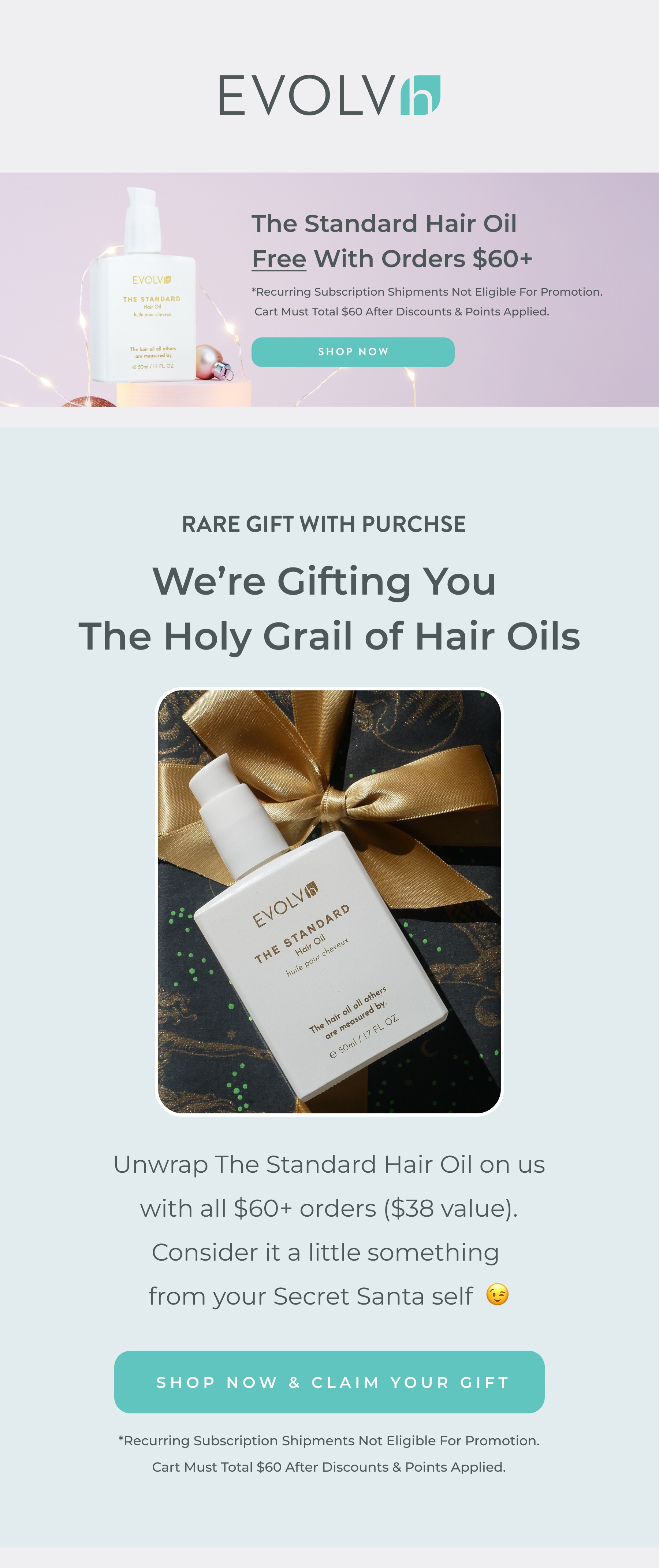 Get The Standard Hair Oil FREE with orders $60 and over.
