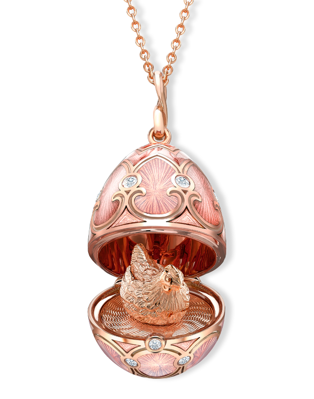 Guilloché Enamel Hen Surprise Locket
