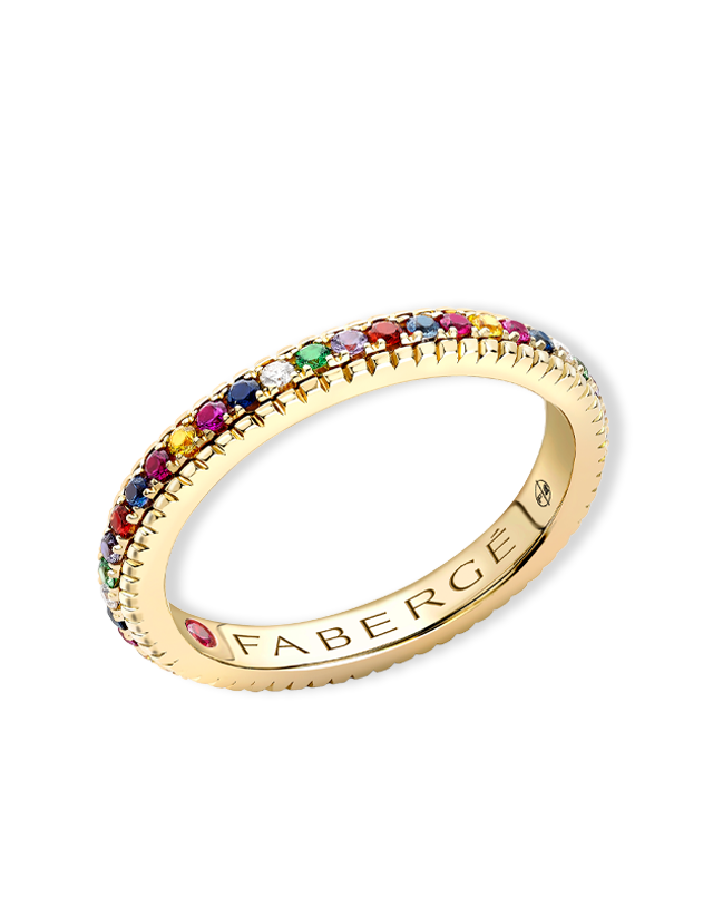 Fluted Multicoloured Gemstone Eternity Ring