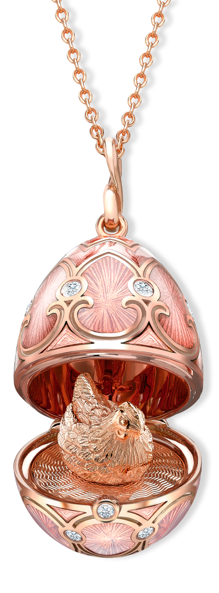 Guilloché Enamel Hen Surprise Locket