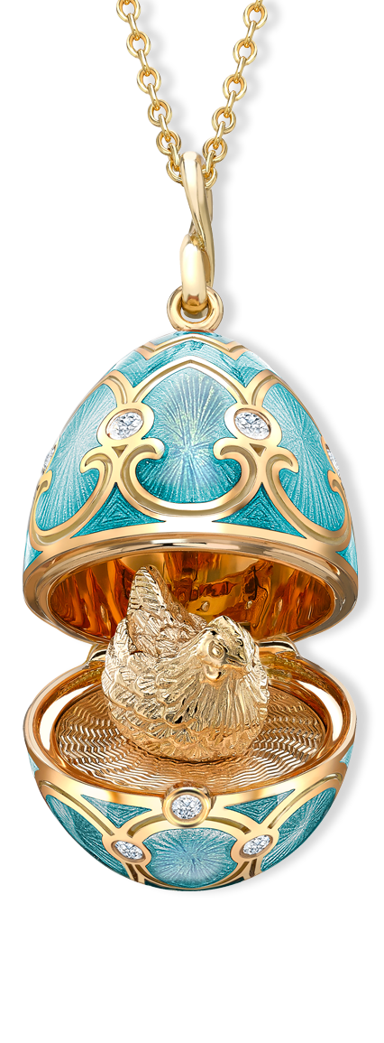 Guilloché Enamel Hen Surprise Locket
