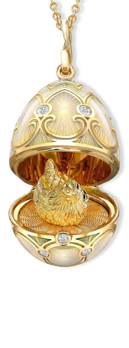 Guilloché Enamel Hen Surprise Locket