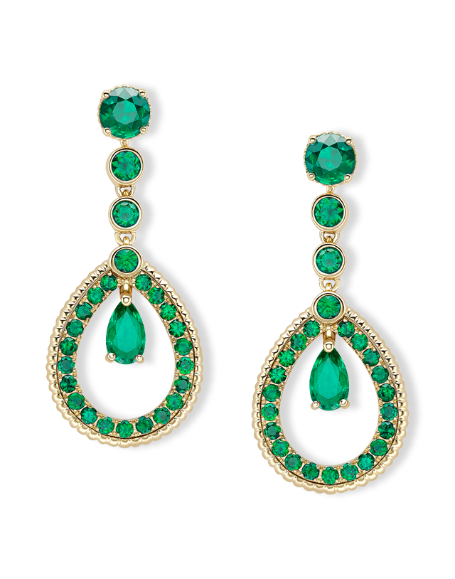 Fluted Gemstone Teardrop Earrings