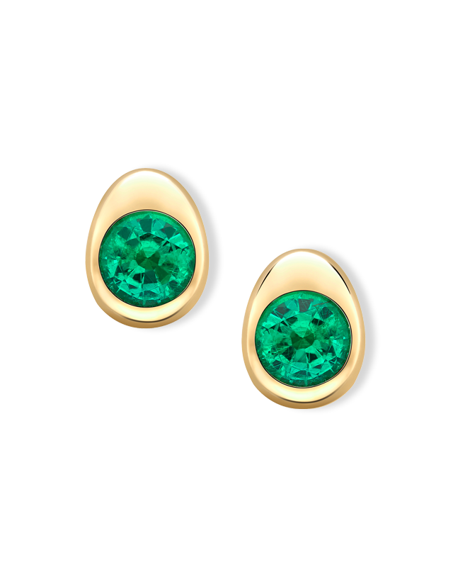 Cosmic Curve Emerald Stud Earrings