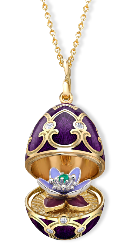 Guilloché Enamel Anemone Surprise Locket