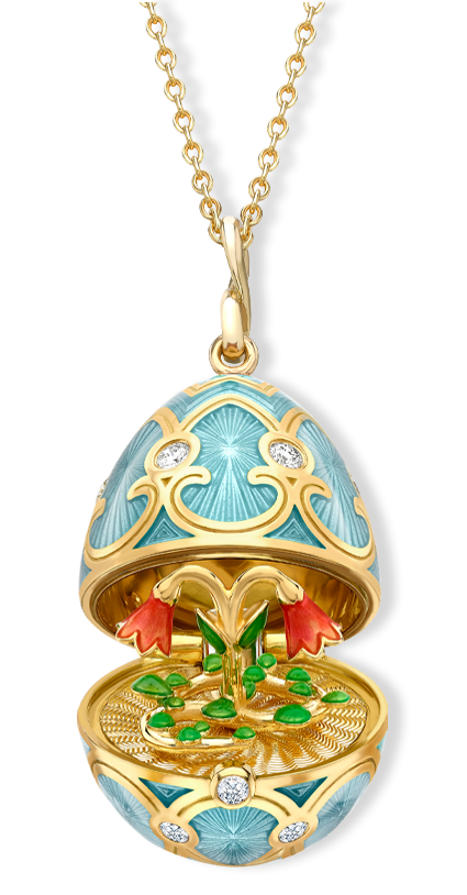 Guilloché Enamel Twin Flower Surprise Locket