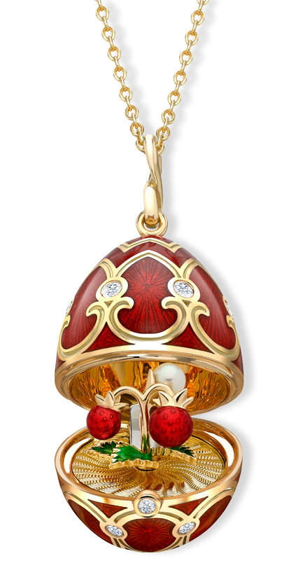 Guilloché Enamel Strawberry Surprise Locket